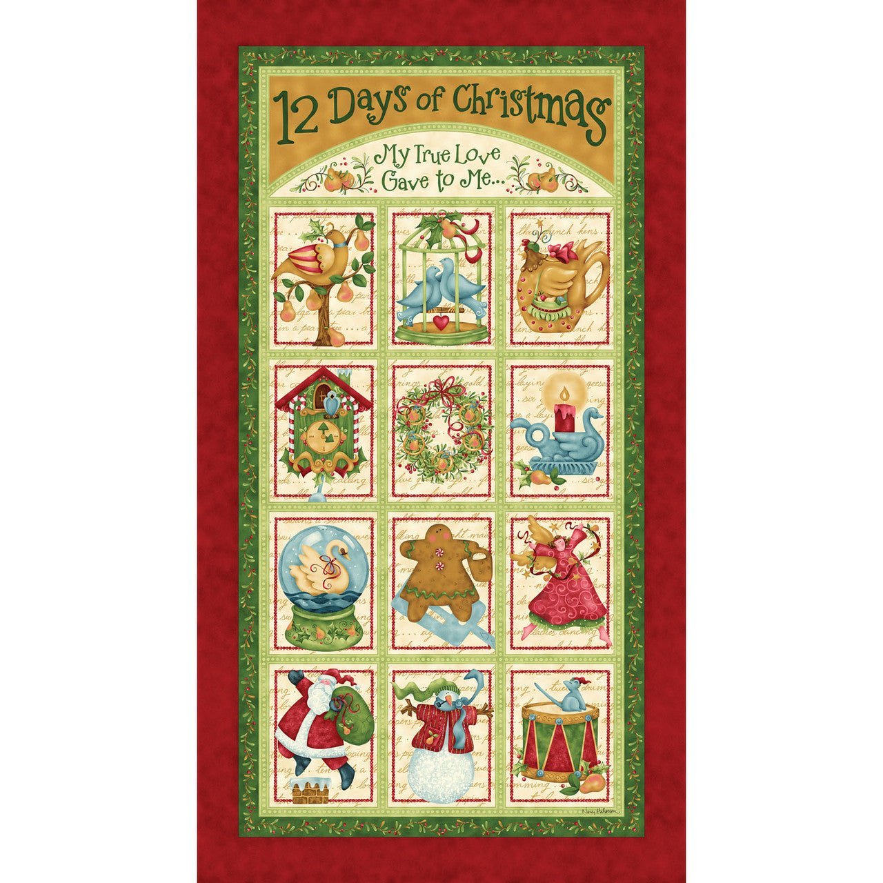 12 Days of Christmas My True Love Panel - QuiltingJoyPDX