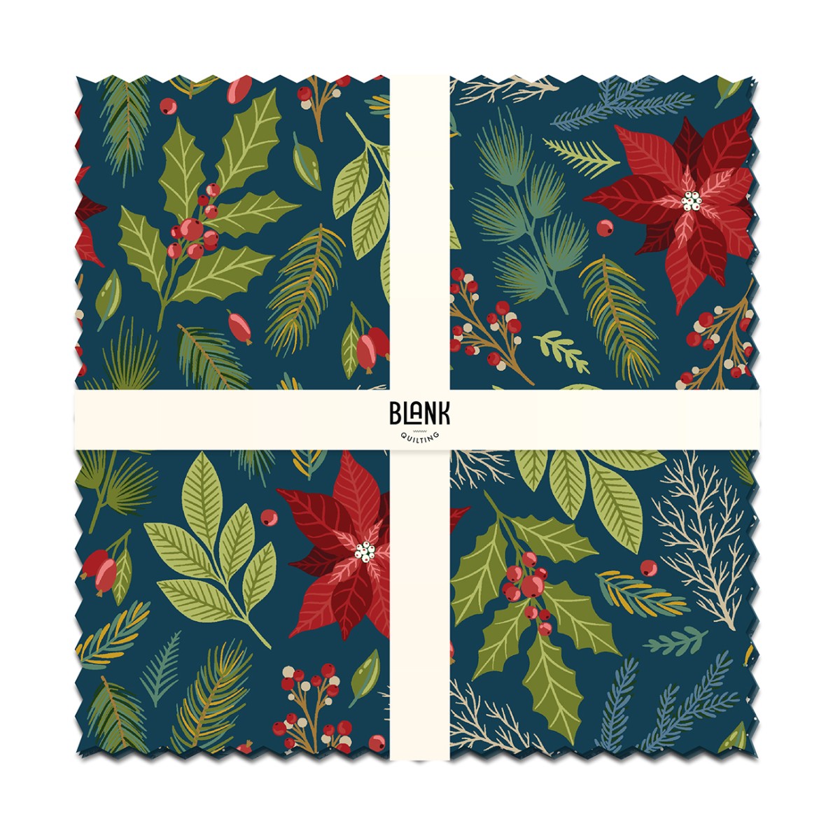 10in Squares Holly Jolly Calico, 42pcs, 6 bundles/pack
