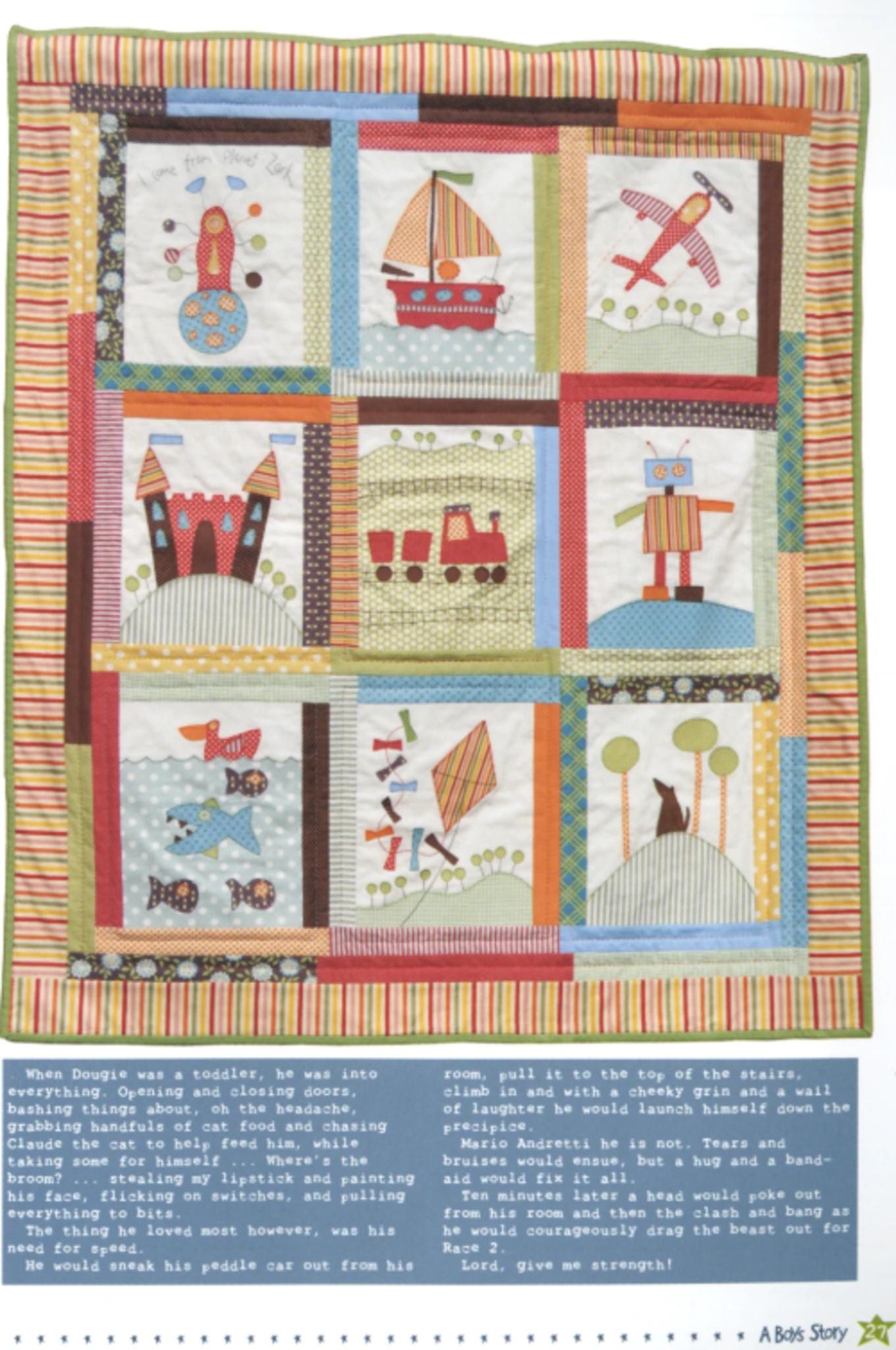 A Boys Story Quilt Projects by Anni Downs - for Hatched and Patched, includes several projects - QuiltingJoyPDX