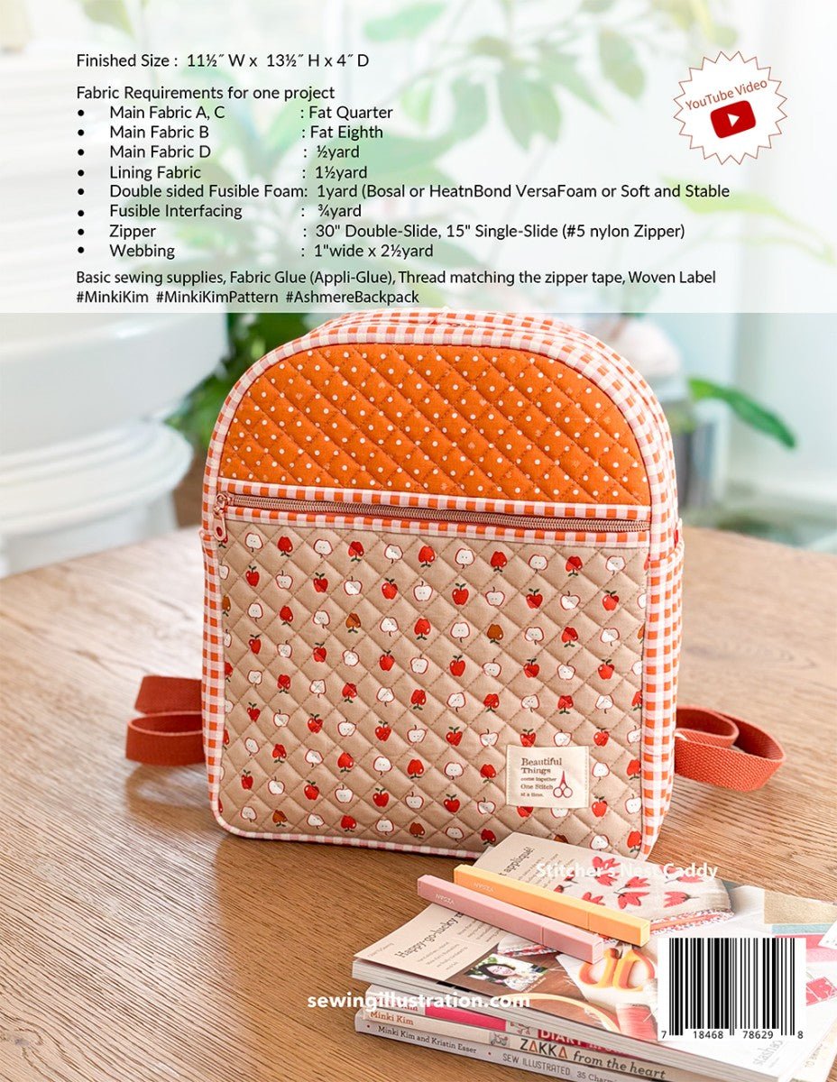 Ashmere Backpack Sewing Pattern by Minki Kim - QuiltingJoyPDX
