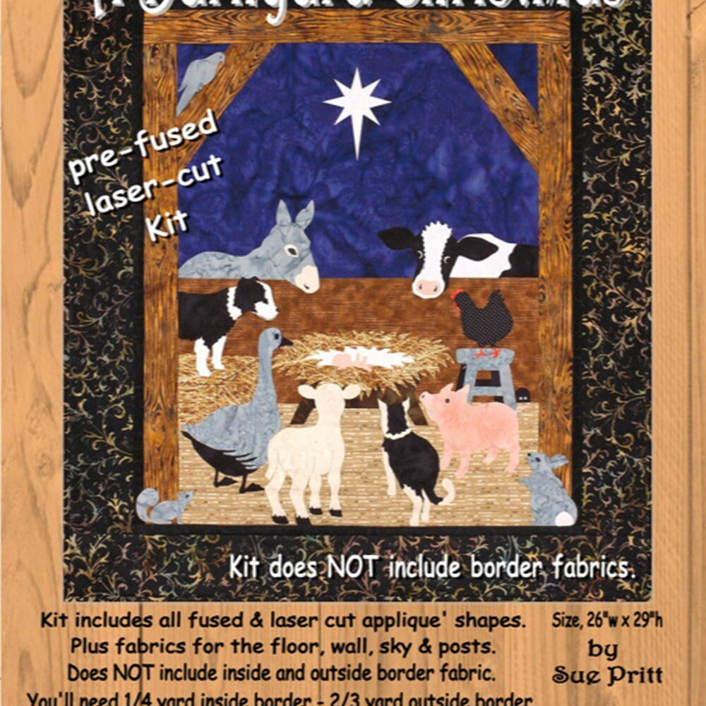 Barnyard Christmas Laser Cut Quilt Kit by Sue Pritt. 26"w x 29"h - QuiltingJoyPDX