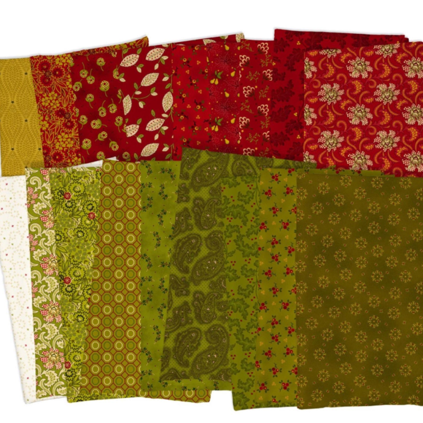 Baubles & Balsam Fat Quarter Bundle: 18 Cotton Fabric Pieces from Kim Diehl - QuiltingJoyPDX