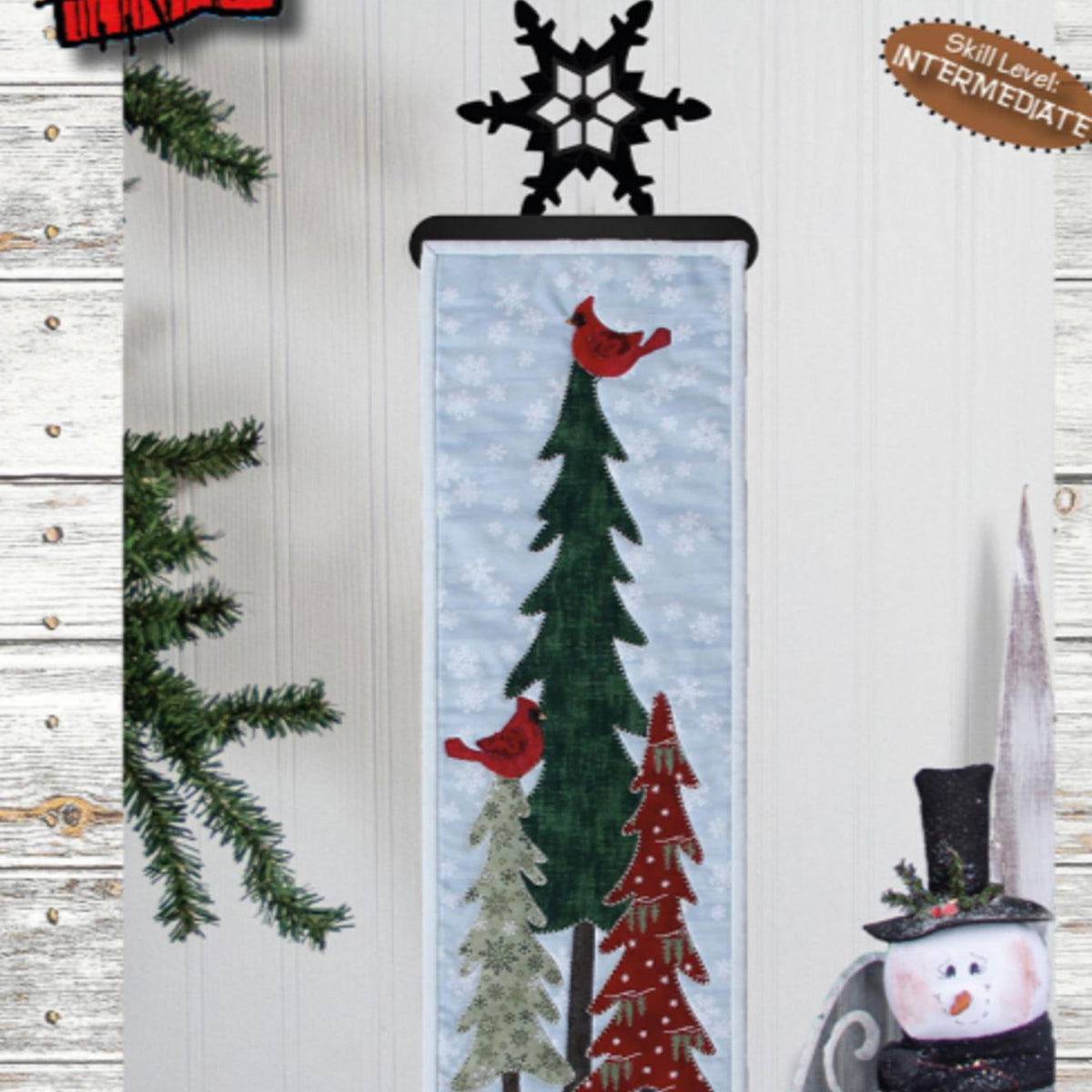 Cardinals in Winter Trees Quilt Pattern - 6.5" x 22" - QuiltingJoyPDX