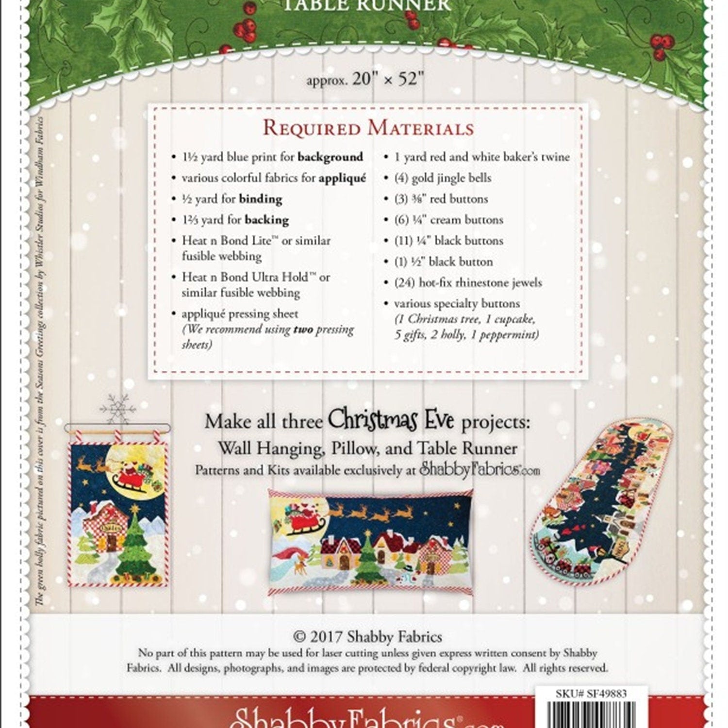 Christmas Eve Table Runner Pattern: Holiday Decor (20" x 52") - QuiltingJoyPDX