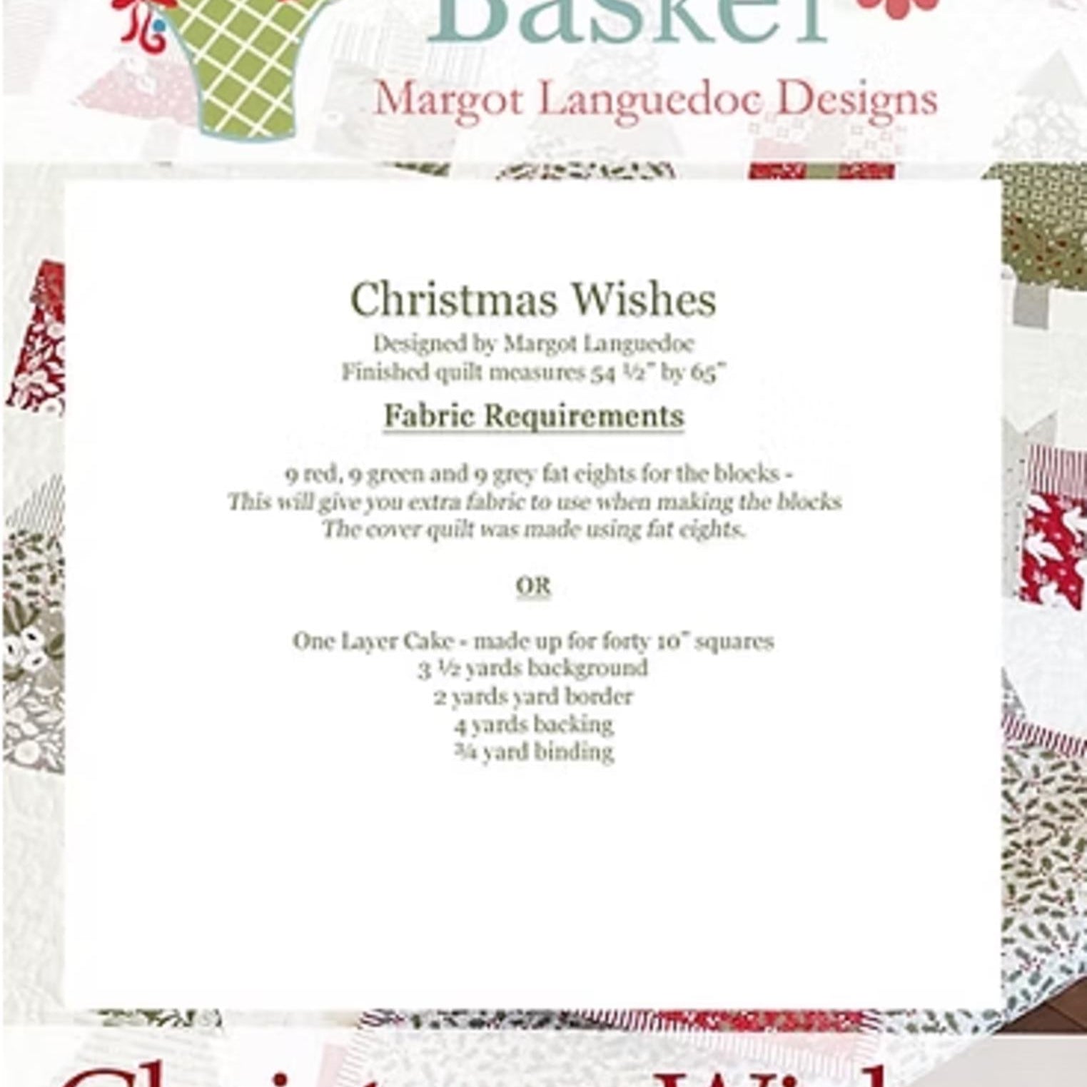 Christmas Wishes Quilt Pattern by Margot Languedoc from Pattern Basket - 54.5 x 65 - QuiltingJoyPDX