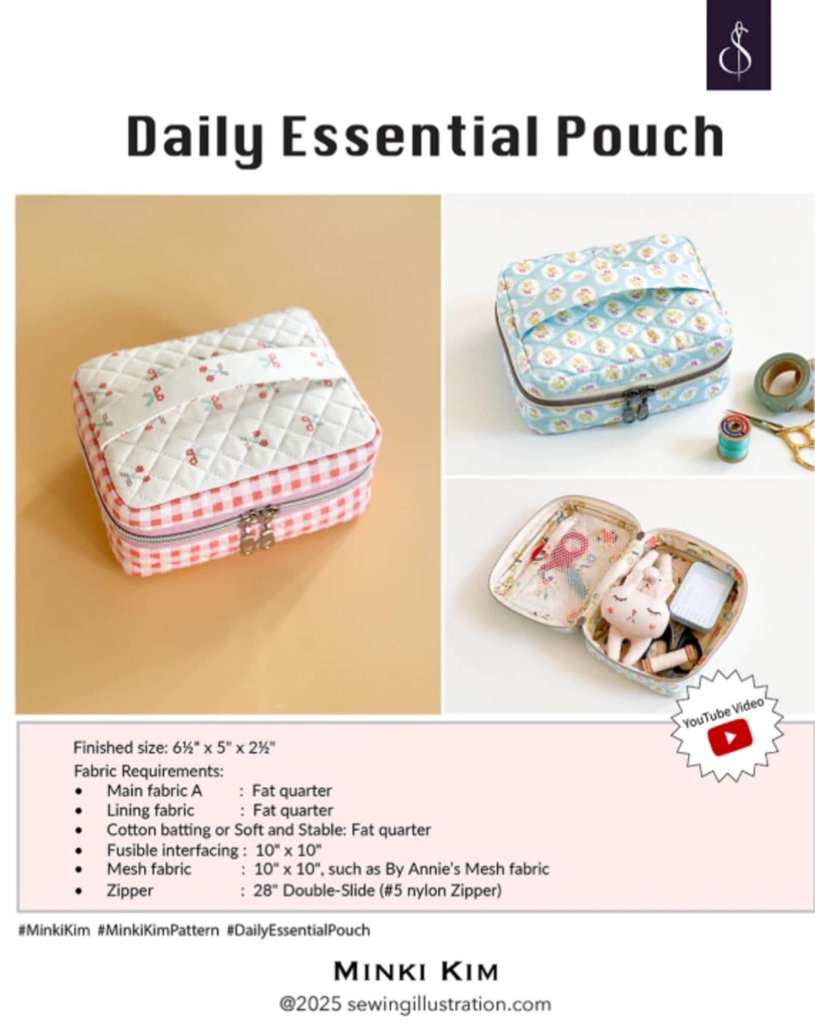 Daily Essential Pouch Pattern by Minki Kim - QuiltingJoyPDX