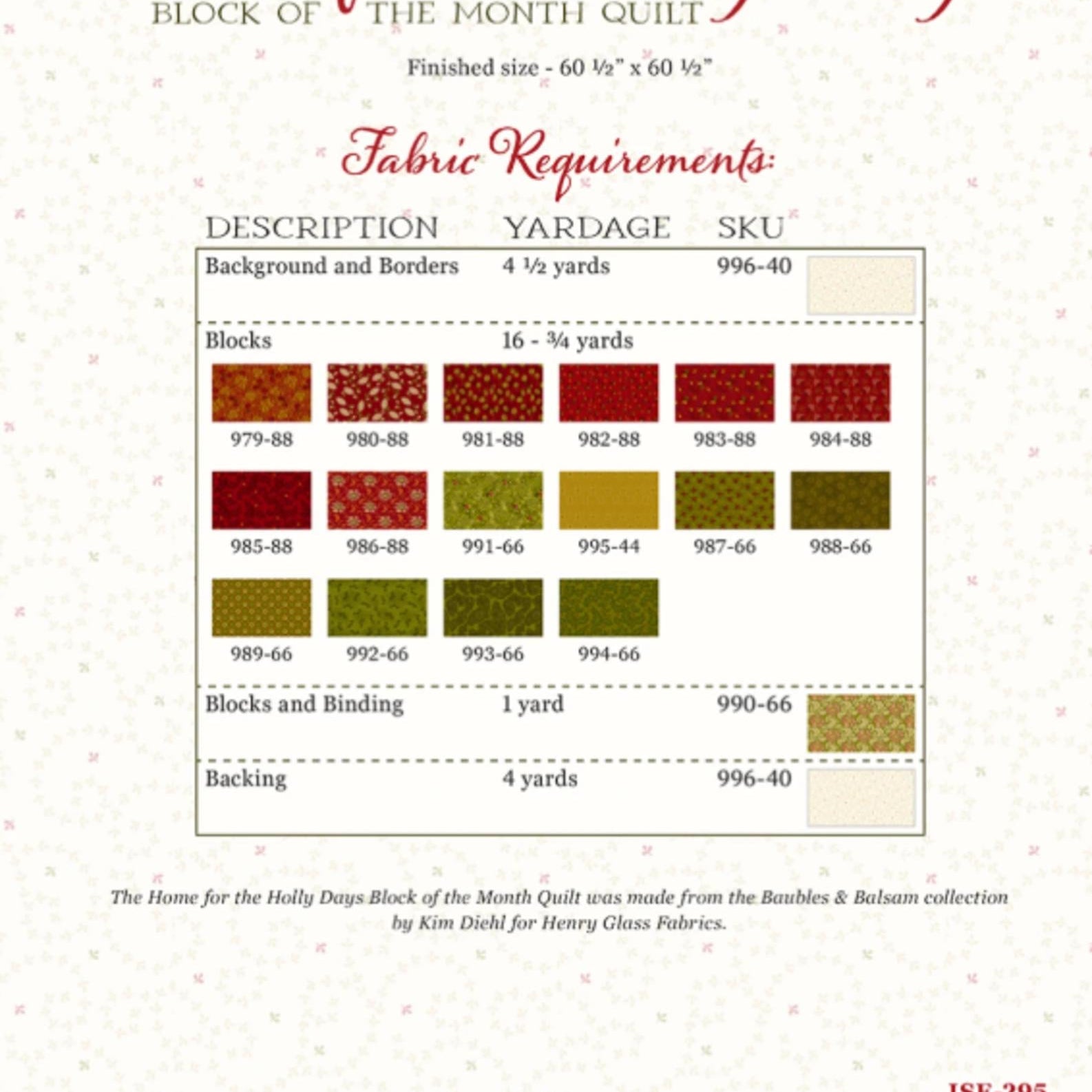 Home for the Holly Days Quilt Pattern from Kim Diehl and It's Sew Emma - finished size 60.5" x 60.5" - QuiltingJoyPDX
