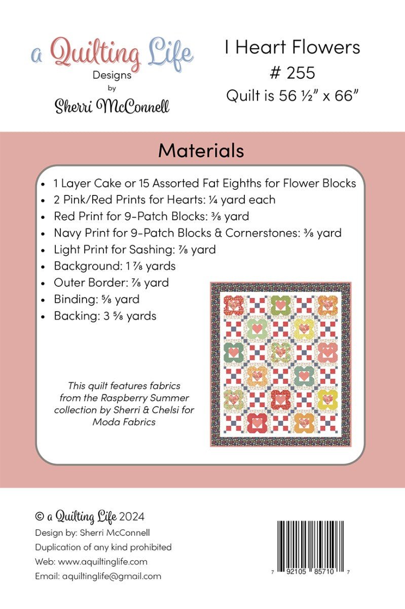 I Heart Flowers Quilt Pattern by Quilting Life Designs – Sherri McConnell - QuiltingJoyPDX