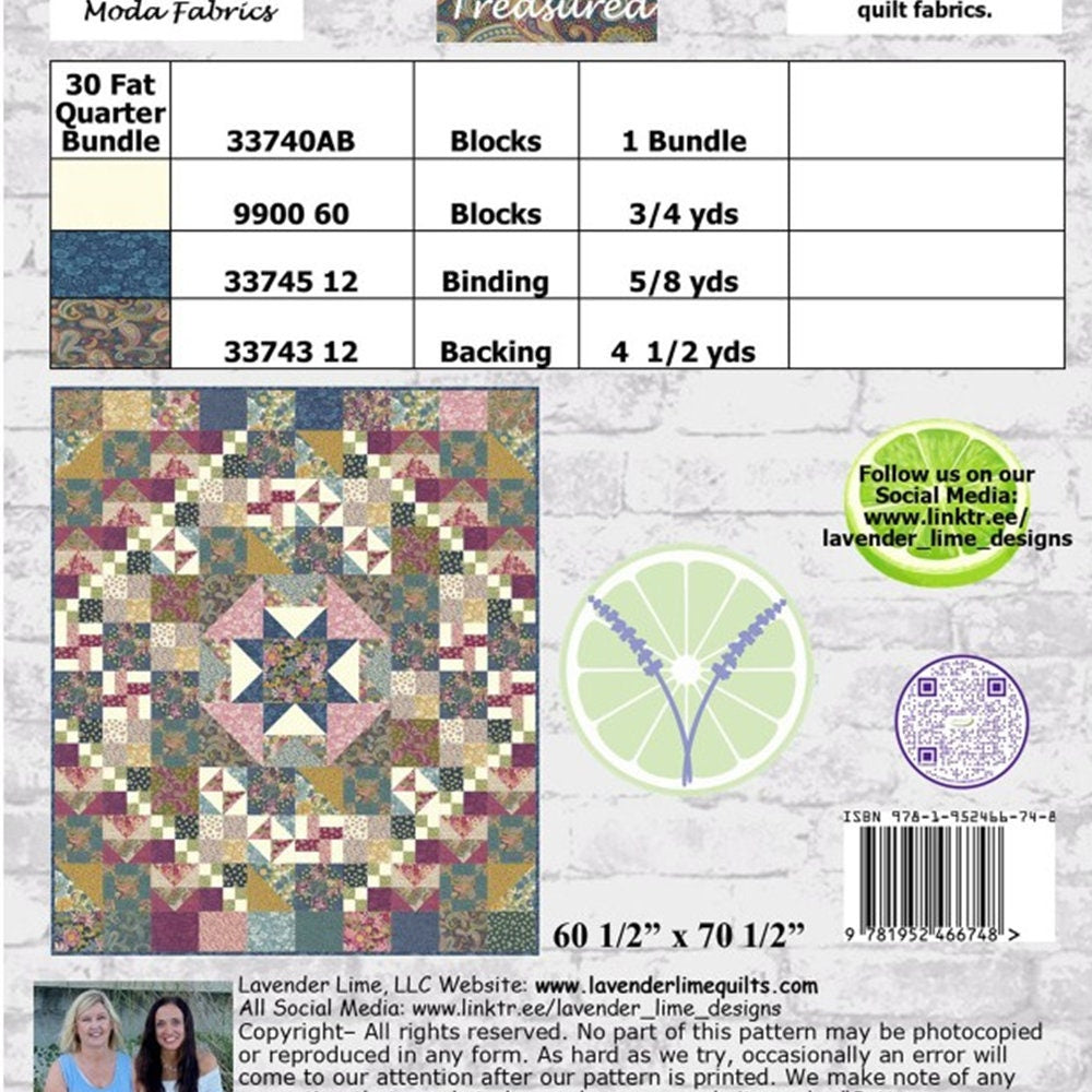 Pieced Treasure Quilt Pattern: Fat Quarters, Multi-Block Design