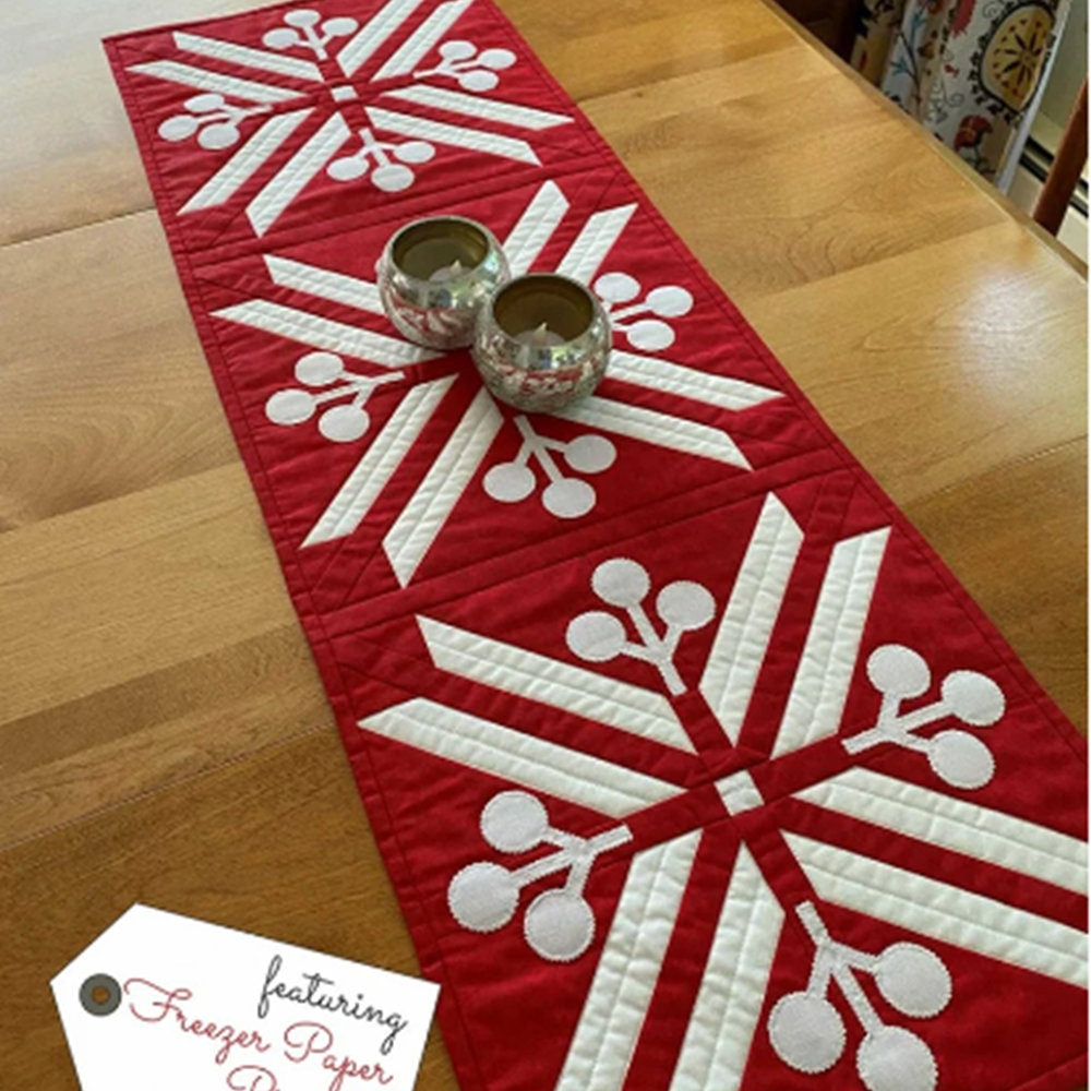 Snowberry Table Runner Pattern: Freezer Paper Piecing (13.5" x 40")
