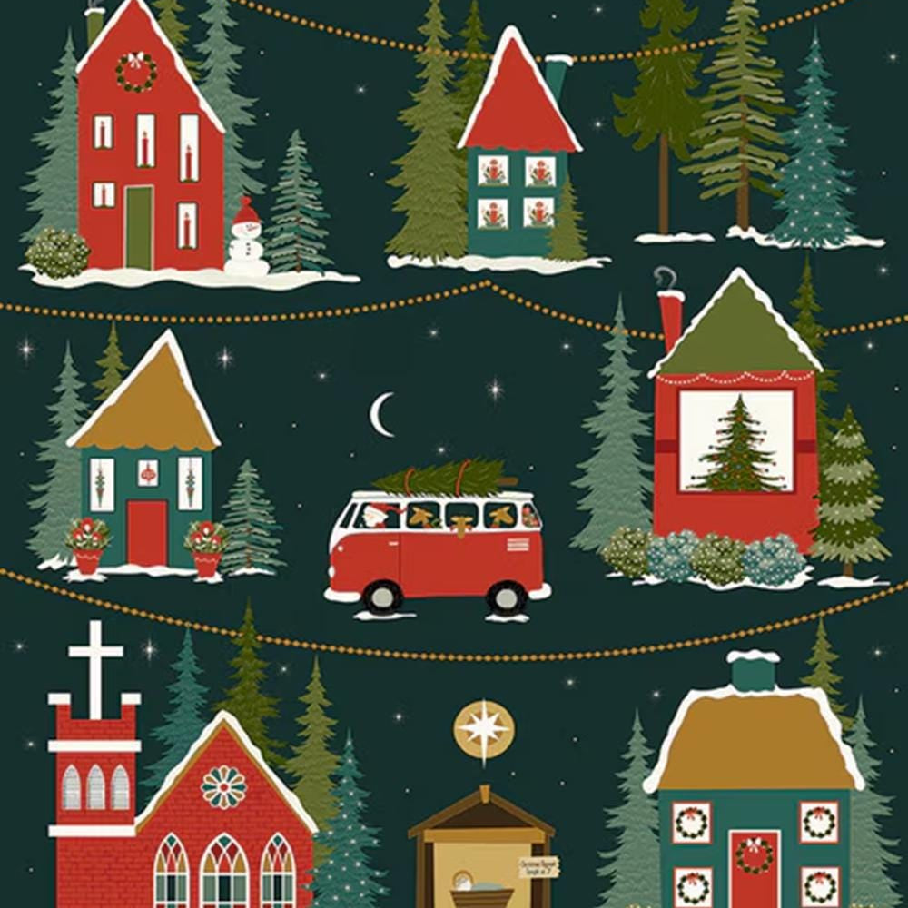 Christmas Village Cotton Fabric Panel - Riley Blake - 36"x43"