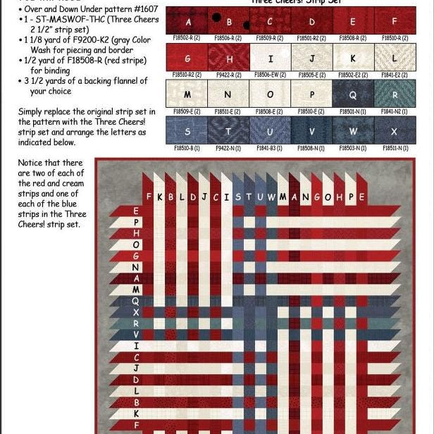 Over & Down Under Checkerboard Quilt Pattern by Bonnie Sullivan (56" Square)