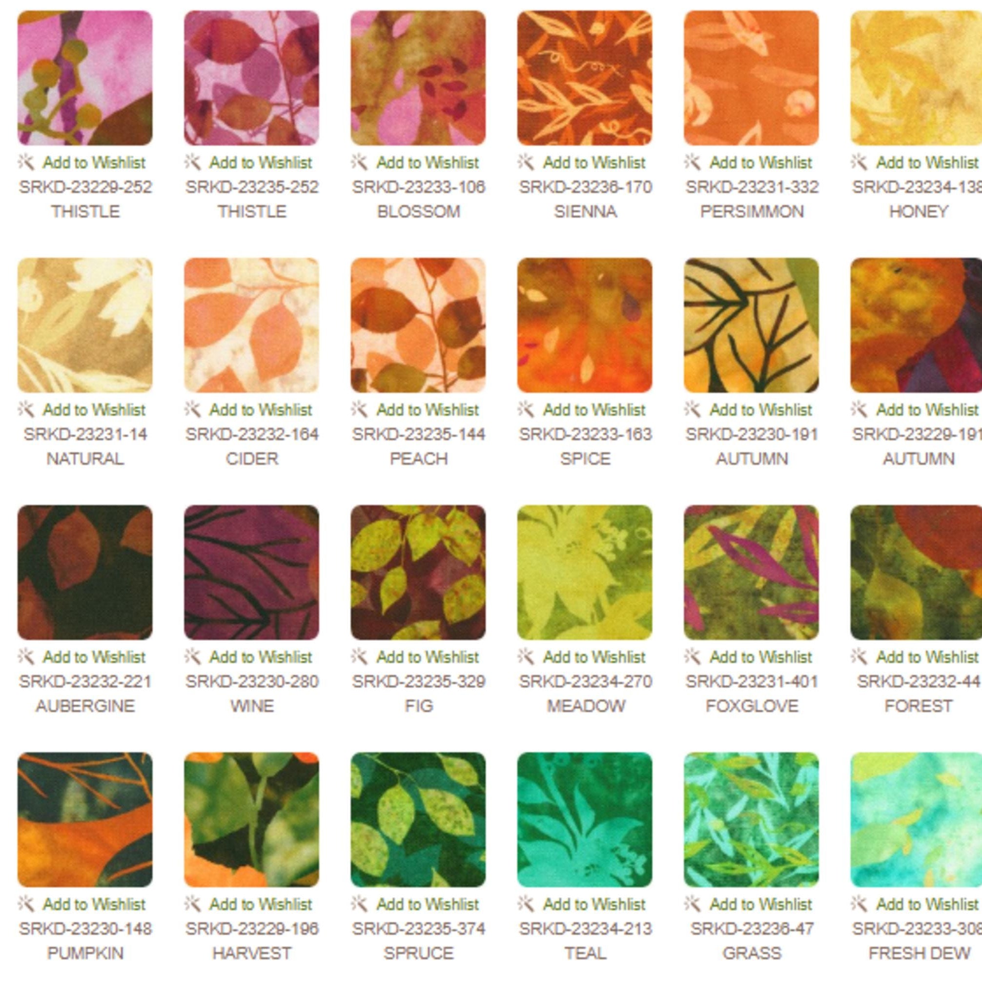 Potpourri by Studio RK - Ten Inch Squares (10" squares) Complete collection, includes duplicates 42pcs