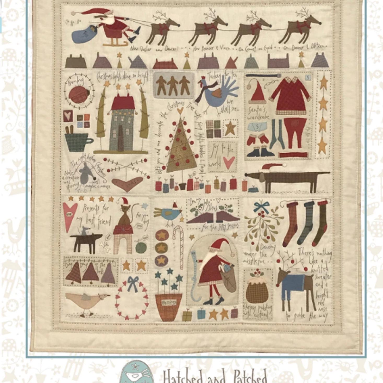 The Santa The Tree The Turkey and Me Quilt Pattern by Anni Downs - finished size 36.5" x 41.5" for Hatched and Patched.