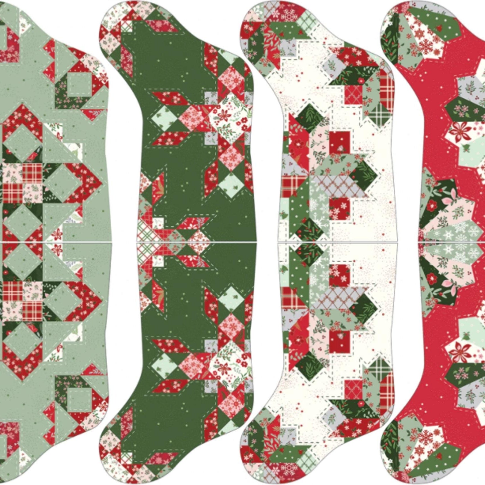 Mistletoe & Holly Stocking Panel - beautiful large stocking!