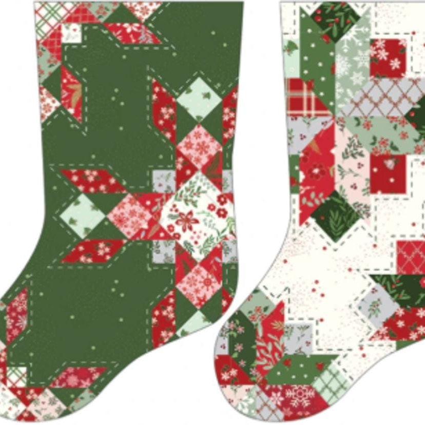 Mistletoe & Holly Stocking Panel - beautiful large stocking!
