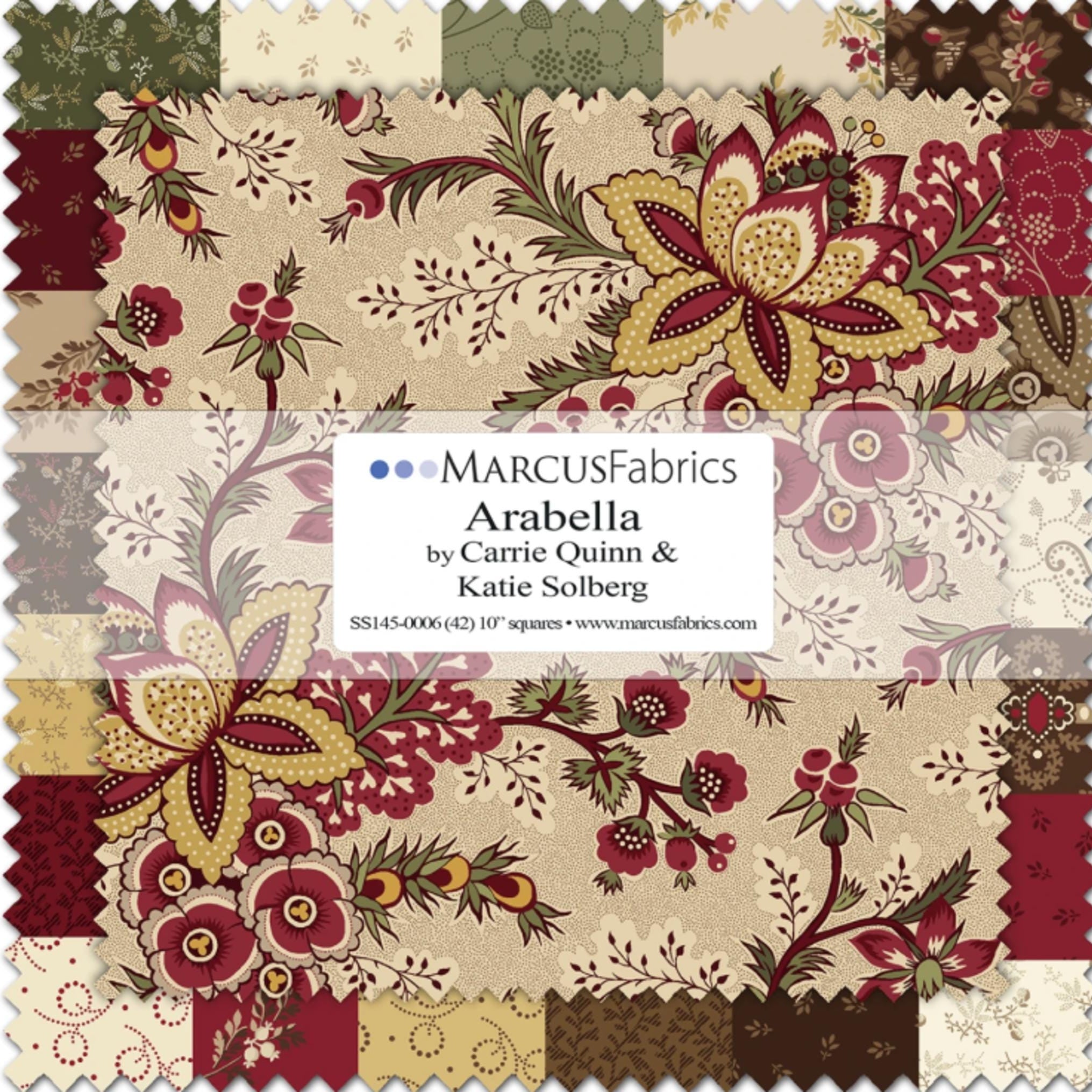 Arabella, 10 inch layer cake from Marcus Fabrics, designed by Carrie Quinn and Katie Soldberg, 42 Pcs