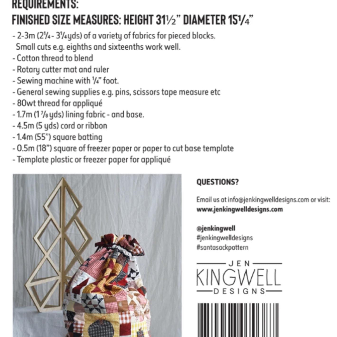 Santa Sack Pattern by Jen Kingwell