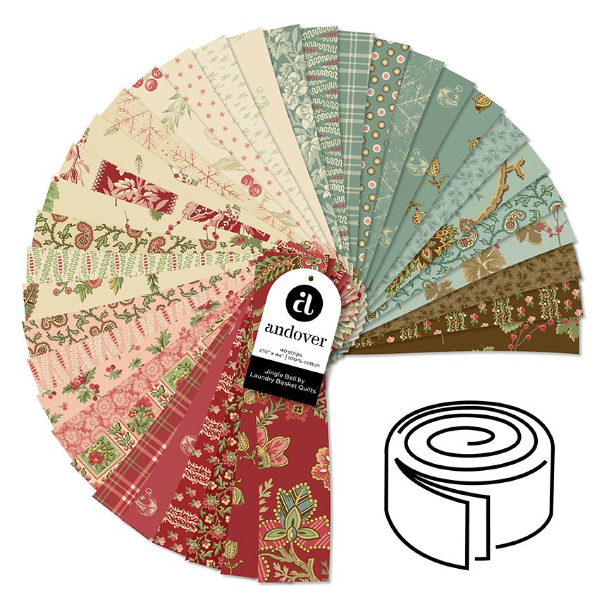 Jingle Bell Precuts 40 2-1/2" strips designed by Laundry Basket Quilts - QuiltingJoyPDX