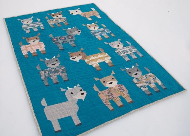 Kidding Around Goats in Pajamas Quilt Pattern by Art East - 43' x 60" - QuiltingJoyPDX