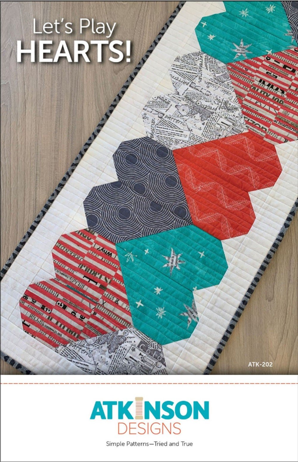 Let's Play Hearts Quilt Runner Pattern by Terry Atkinson - Precut Friendly, 14" x 38" - QuiltingJoyPDX