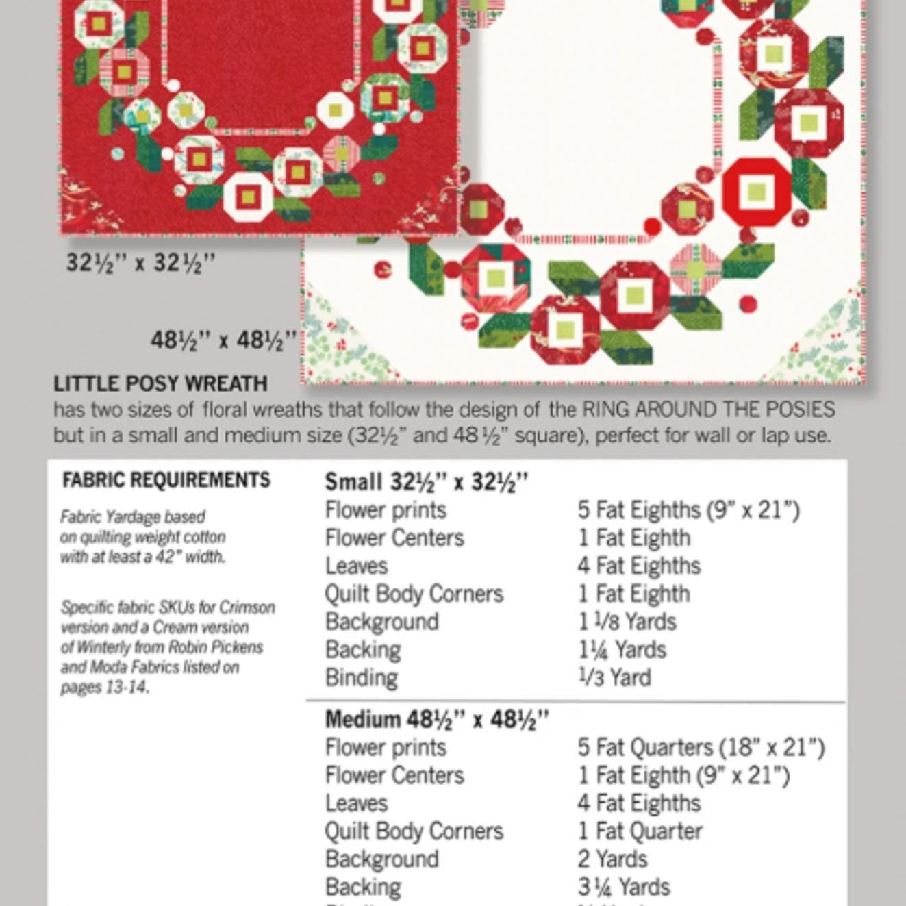 Little Posy Wreath Quilt Pattern by Robin Pickens: Floral Ring Design (Printed Paper Pattern) - QuiltingJoyPDX