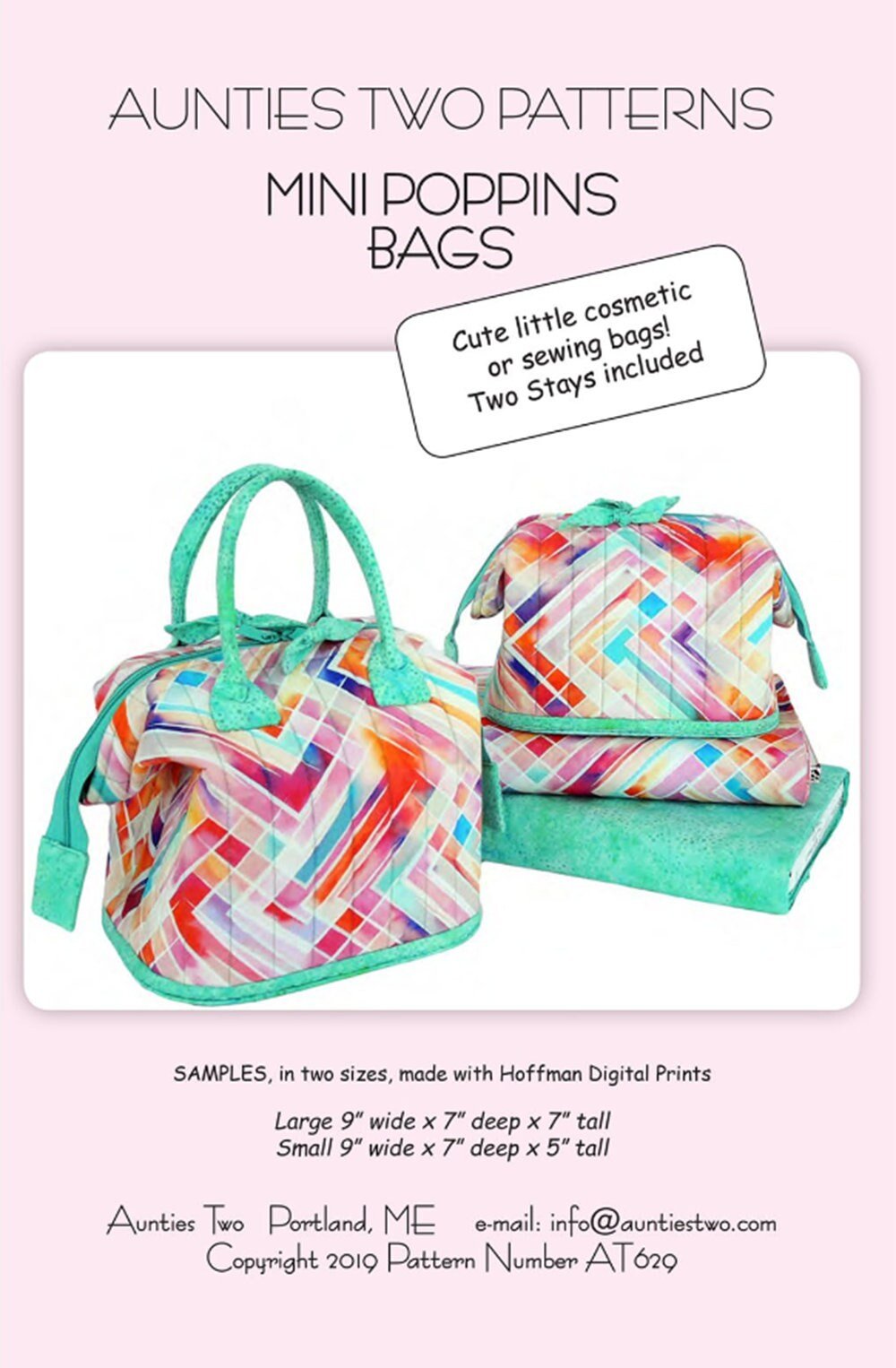 Mini Poppins Bags by Aunties Two Patterns, Designer Carol McLeod - includes 2 sizes - QuiltingJoyPDX