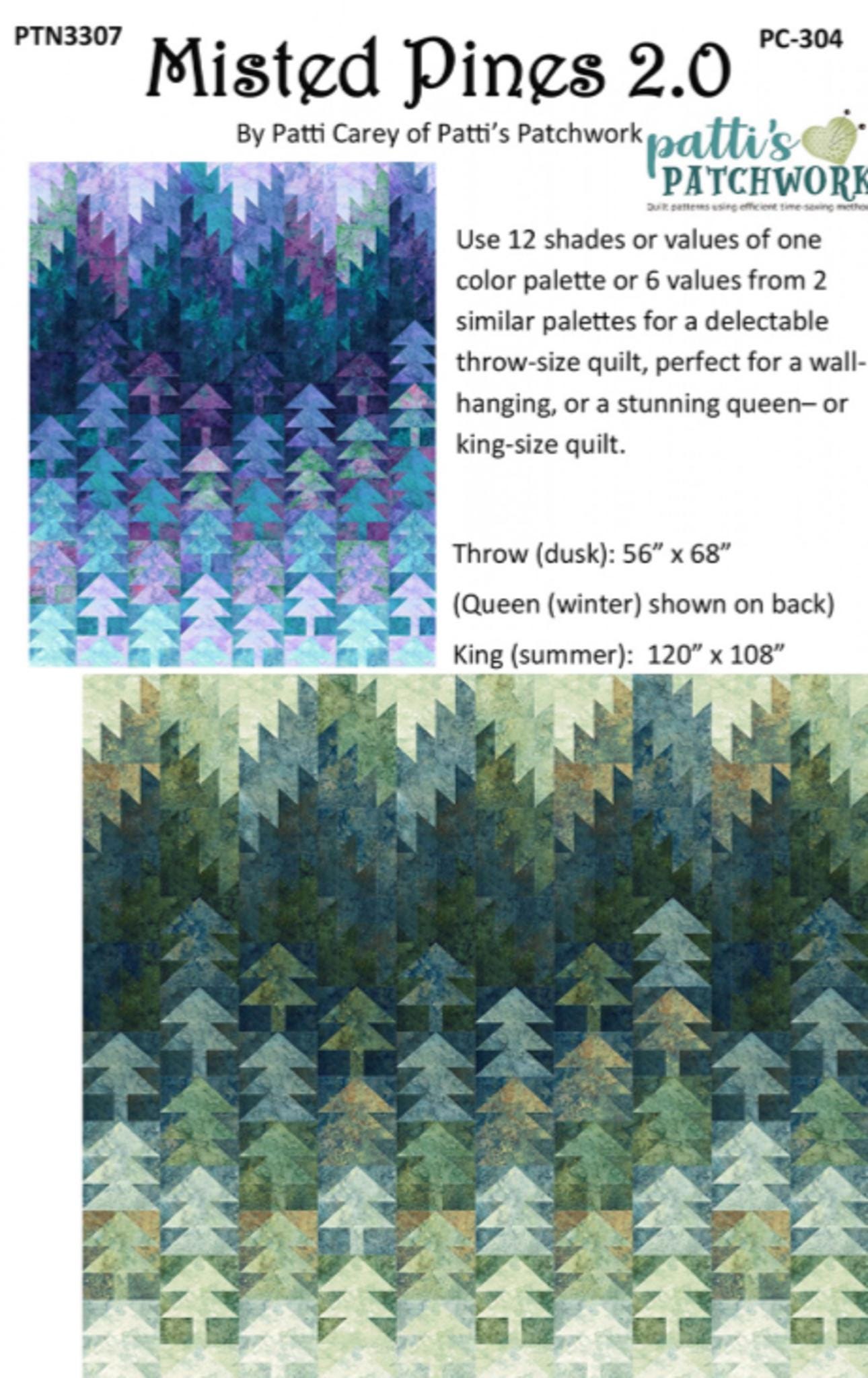Misted Pines 2.0 Quilt Pattern by Patti Carey of Patti's Patchwork - 3 sizes - QuiltingJoyPDX