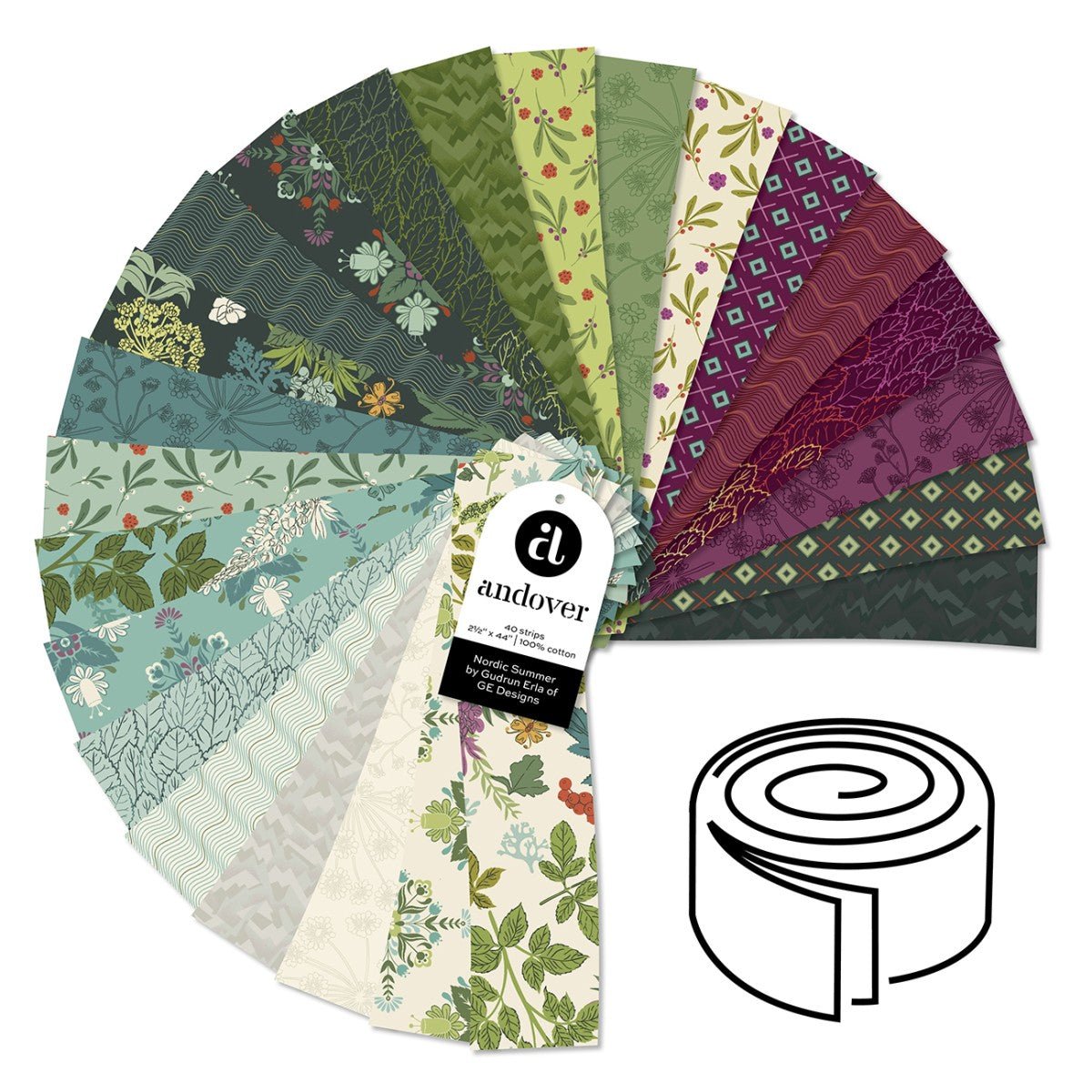 Nordic Summer Jelly Roll – Andover Fabrics (40 pcs) - QuiltingJoyPDX