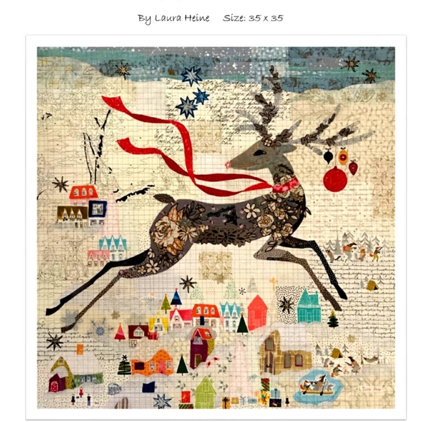 Peppermint Reindeer Collage Quilt Pattern by Laura Heine (35" x 35") - QuiltingJoyPDX