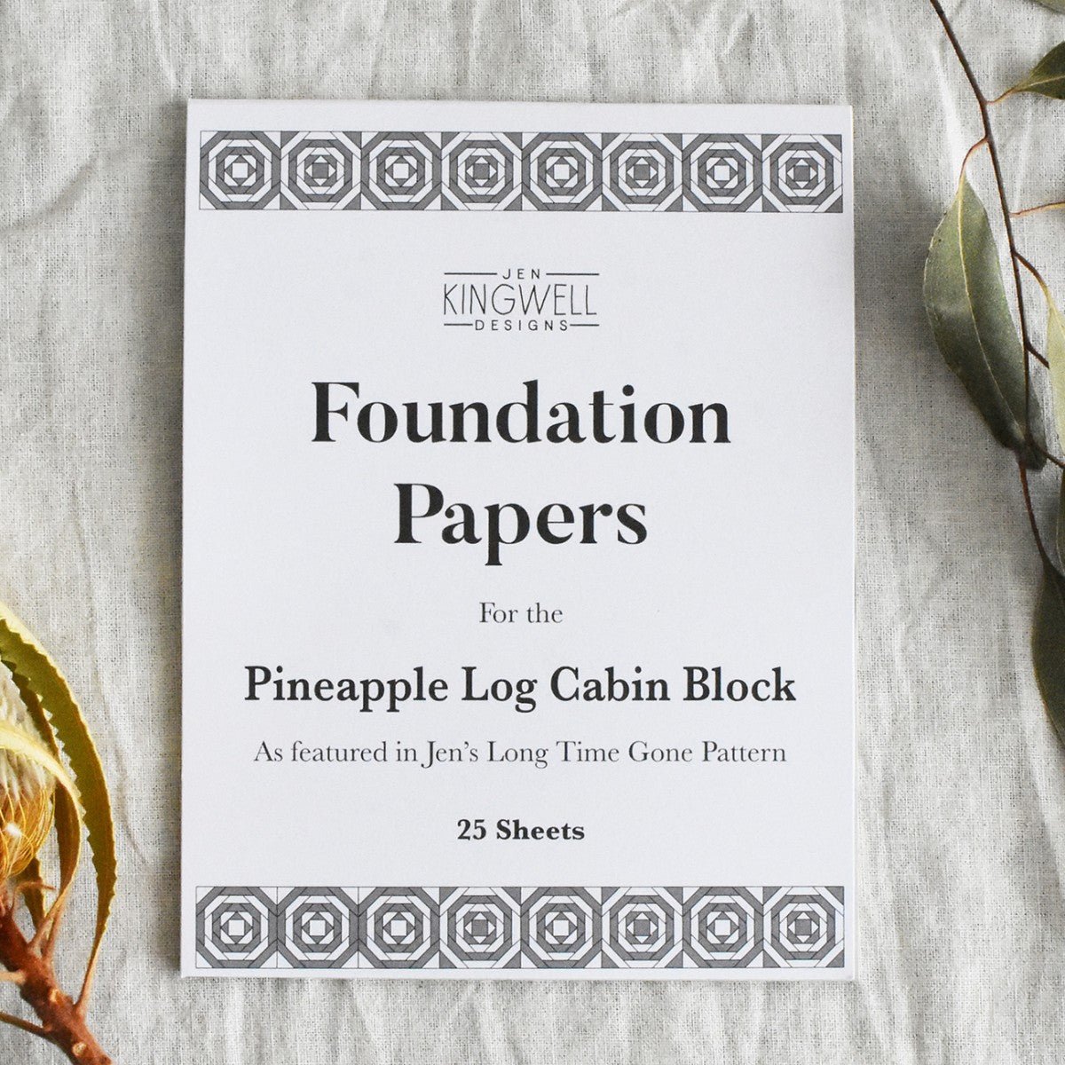 Pineapple Log Cabin Block Foundation Papers – Jen Kingwell Designs (25 Sheets) - QuiltingJoyPDX