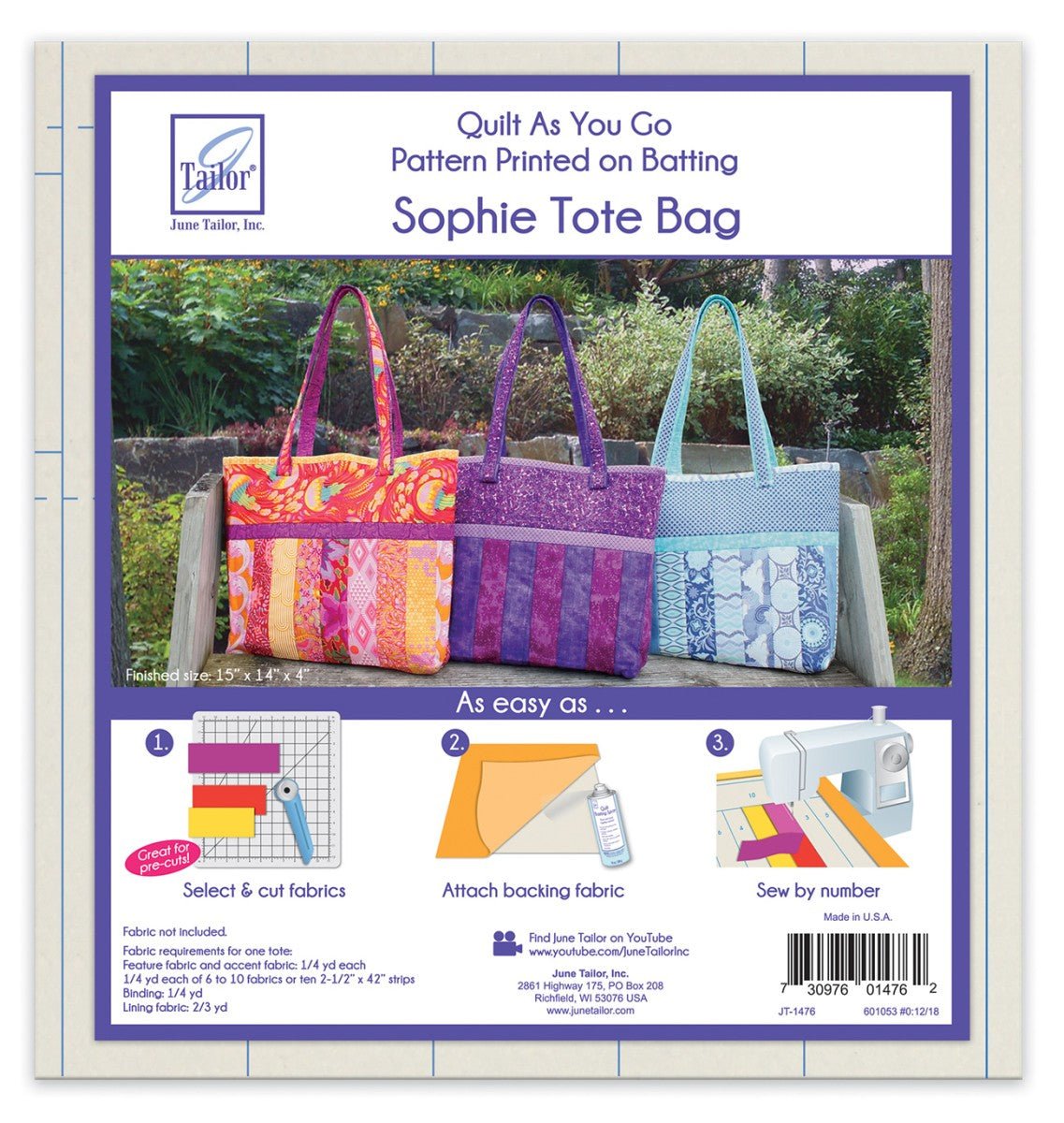 Quilt As You Go Tote – Sophie Design by June Tailor - QuiltingJoyPDX