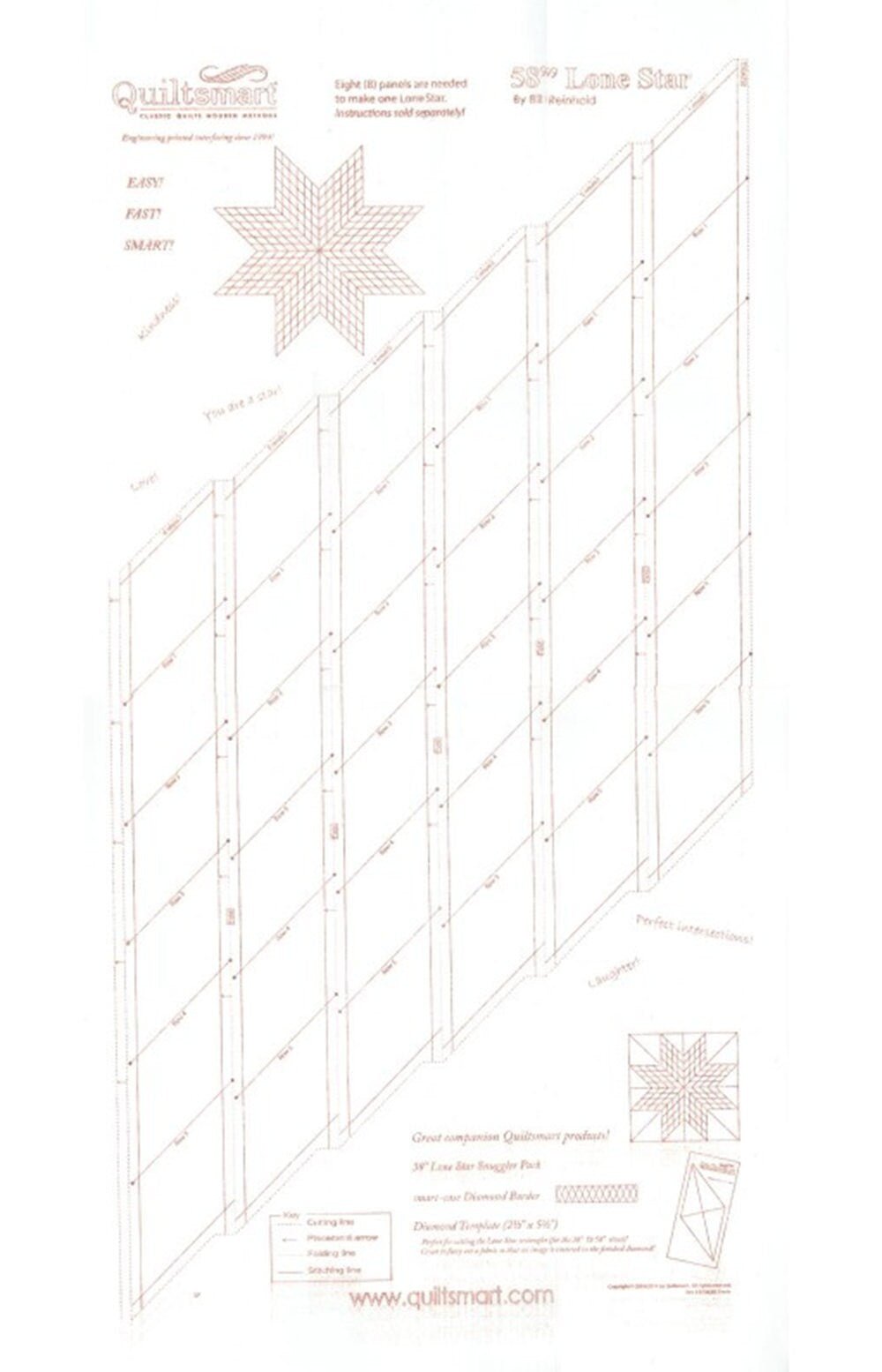 Quiltsmart Lone Star Quilt Pattern: 58" Interfacing Panels - QuiltingJoyPDX