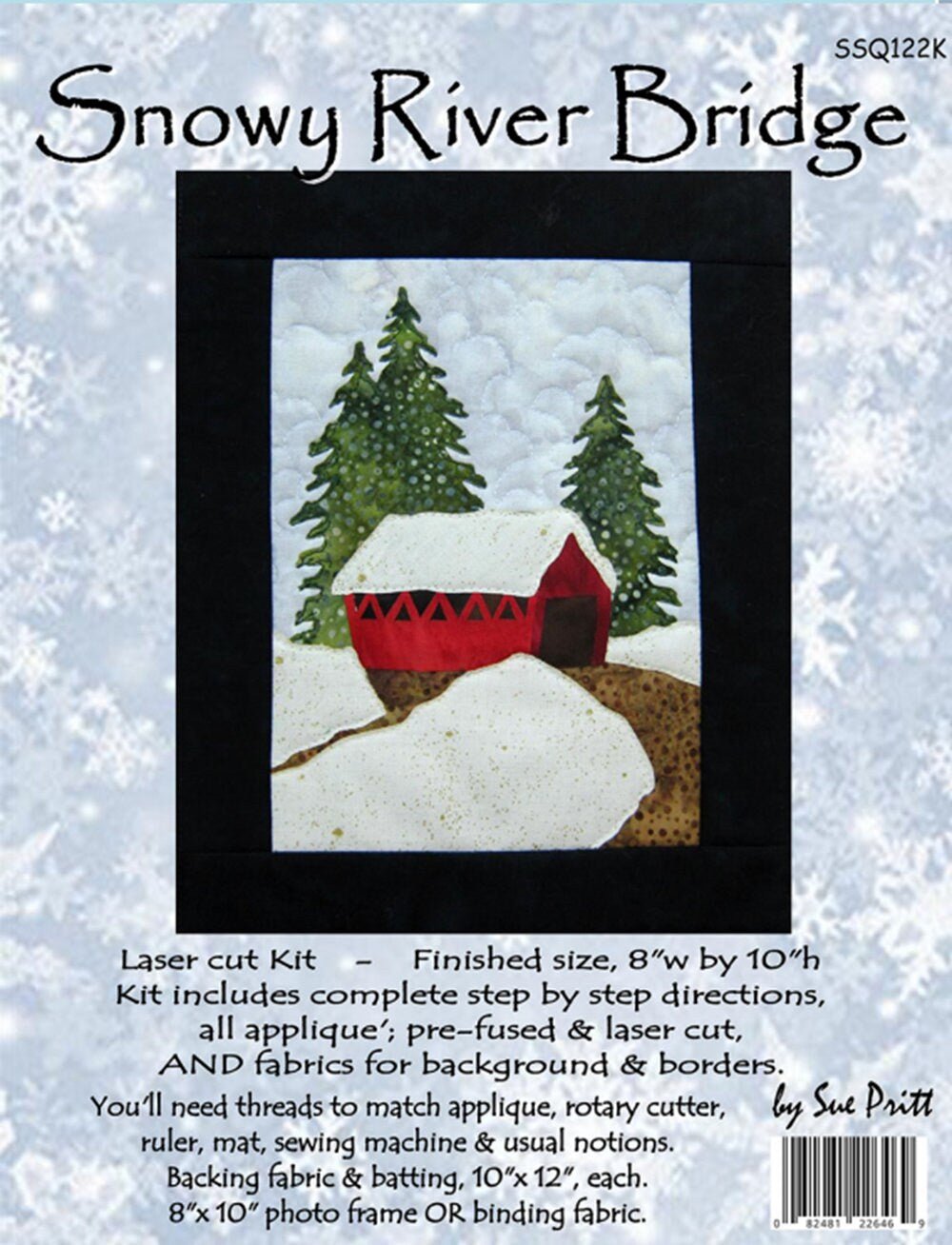 Red Barn Road, White Church Lane, Harvest Moon Farm and Snowy River Bridge Mini-Quilt Kit: Laser Cut Applique (8x10)