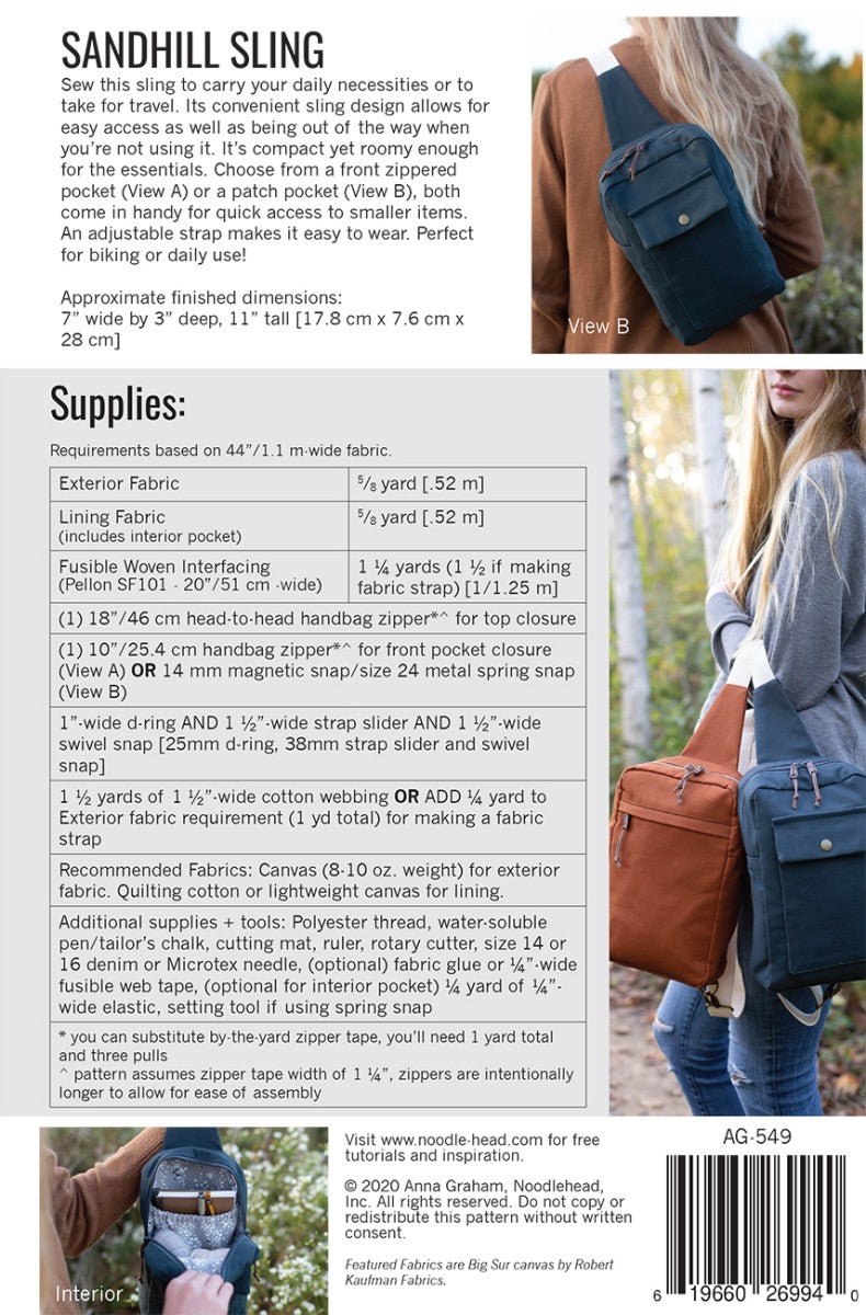 Sandhill Sling Bag Pattern – Noodlehead - QuiltingJoyPDX