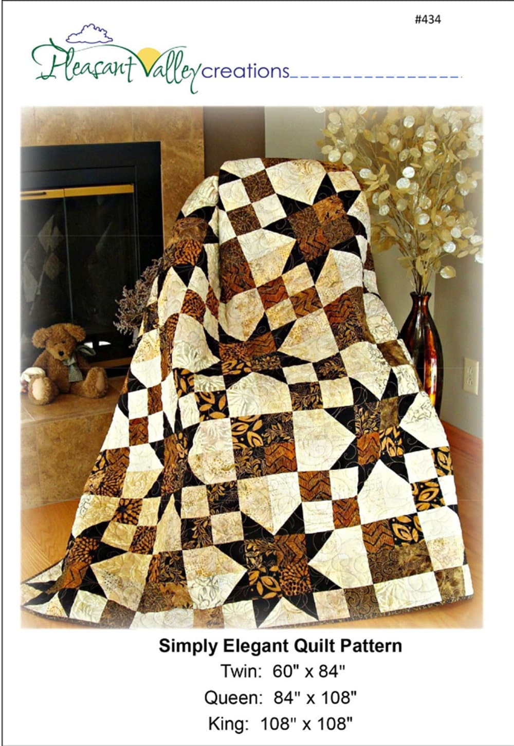 Simply Elegant Quilt Pattern for 3 sizes, by Designer Diana Beaubien for Pleasant Valley Creations - QuiltingJoyPDX