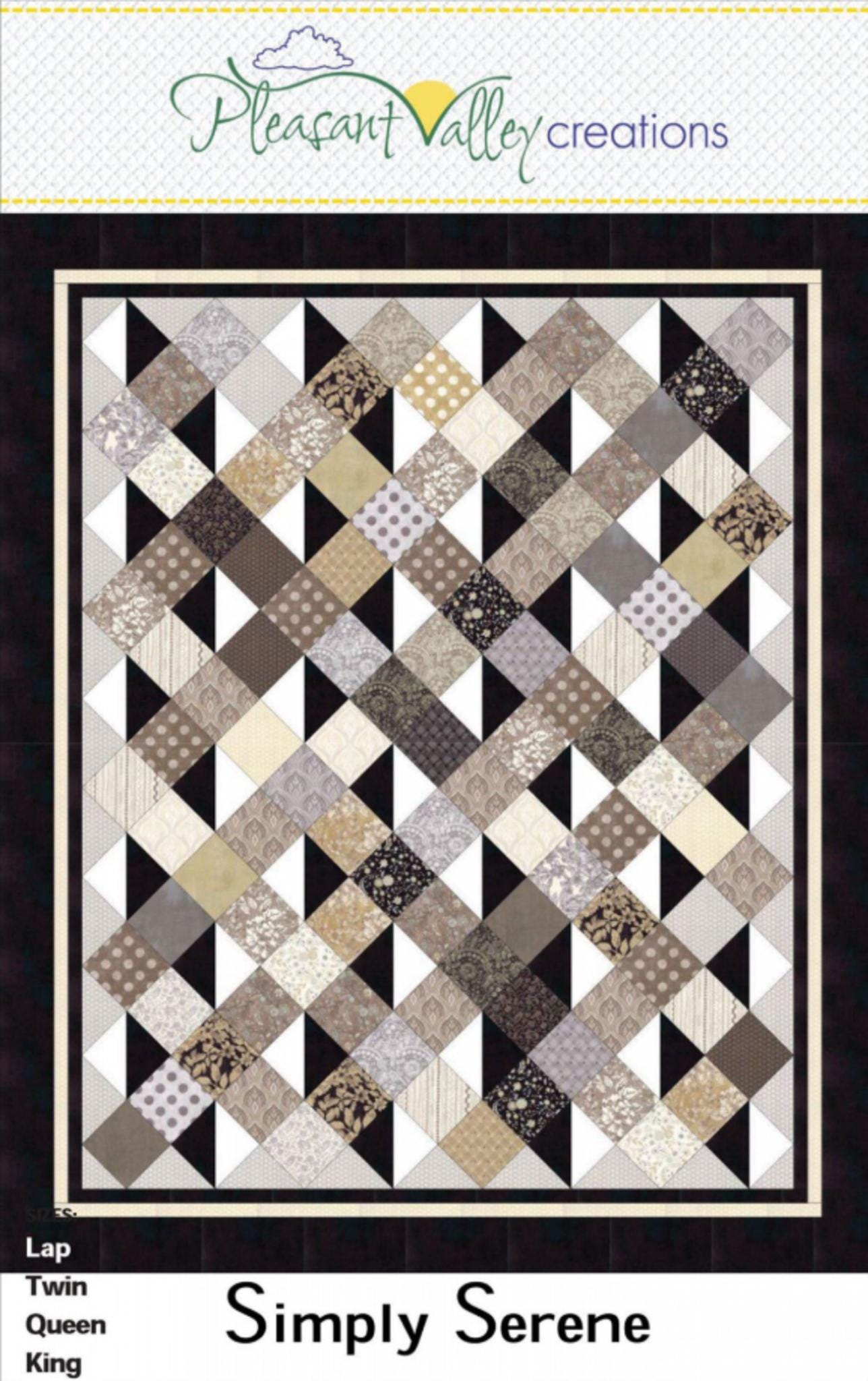 Simply Serene Quilt Pattern for 4 sizes, by Designer Diana Beaubien for Pleasant Valley Creations - QuiltingJoyPDX