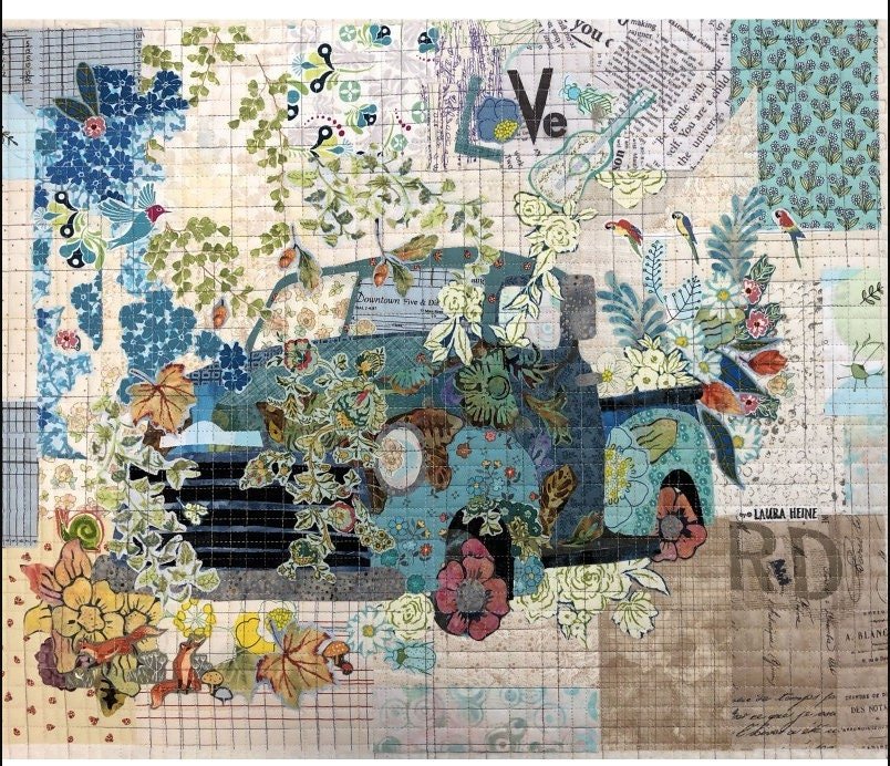 Teeny Tiny Collage Quilt Patterns by Laura Heine - Group 2 Fox Cow Truck - QuiltingJoyPDX