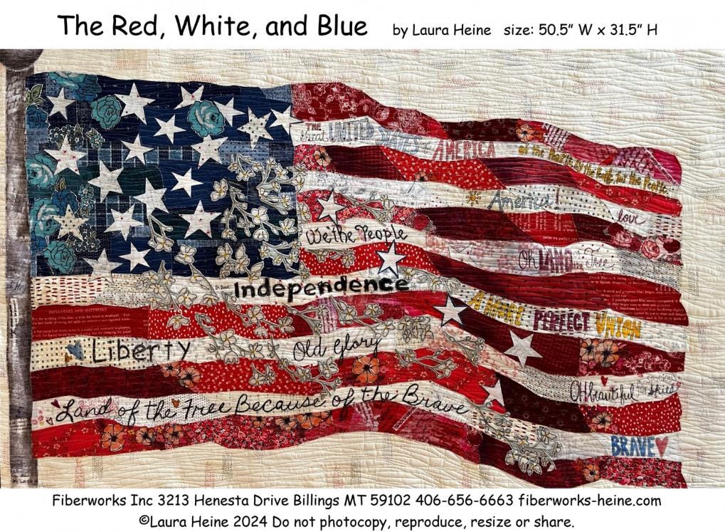 The Red, White, and Blue Quilt Pattern by Laura Heine - Finished size approximately 50.5" w x 31.5" h - QuiltingJoyPDX