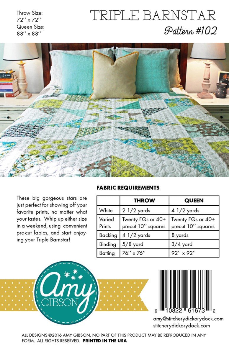 Triple Barnstar Quilt Pattern - QuiltingJoyPDX
