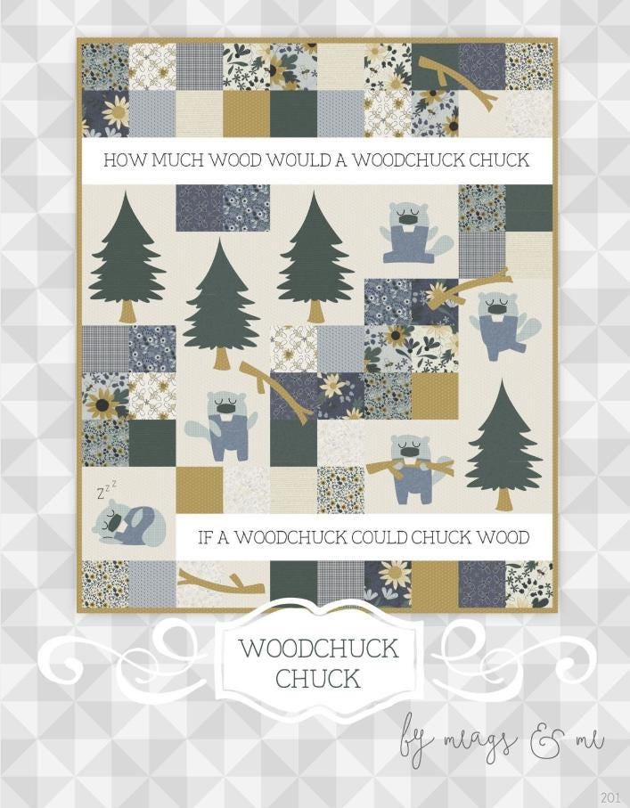 Woodchuck Chuck Pattern by meags & me. Finished size approximately 45" x 54" - QuiltingJoyPDX