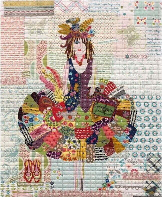 Teeny Tiny Collage Quilt Patterns 1 by Laura Heine - Dress, Fish, Elephant - QuiltingJoyPDX
