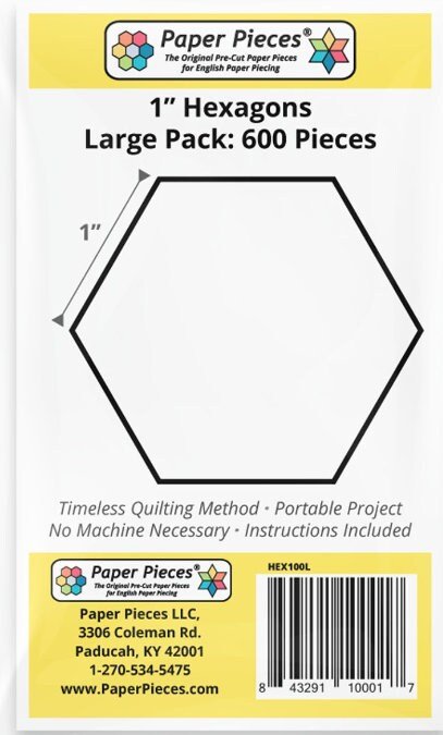 1" Hexagon Paper Pieces English Paper Piecing (EPP) 600 pieces - QuiltingJoyPDX