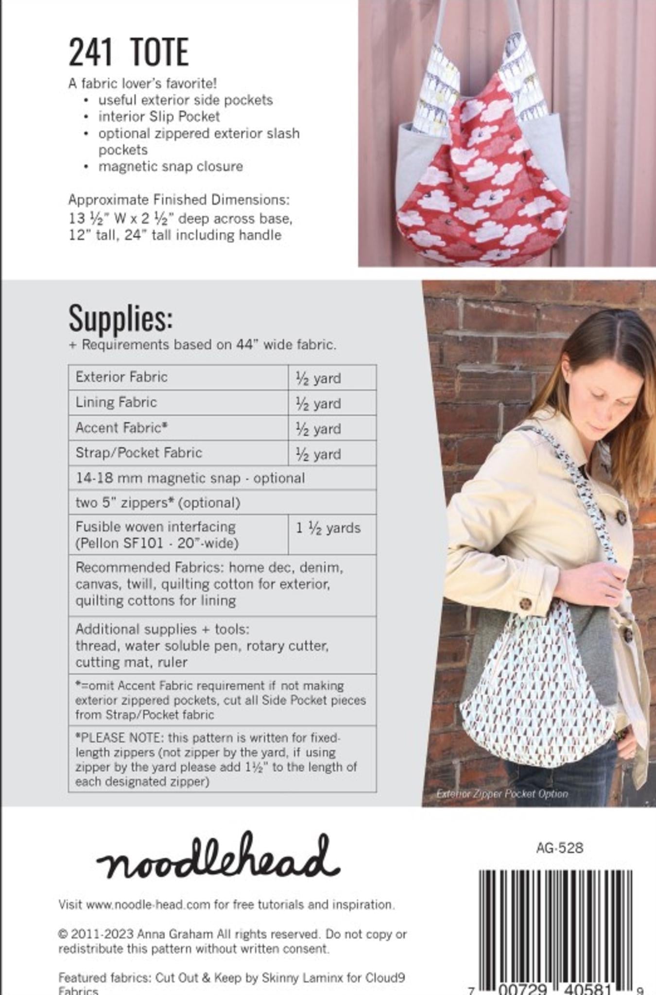 241 Tote Bag Pattern Designed by Anna Graham for Noodlehead - QuiltingJoyPDX