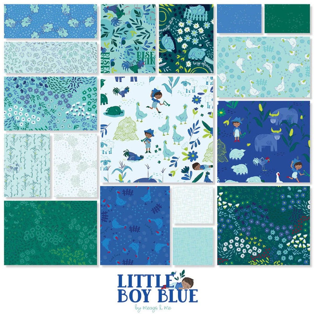 Little Boy Blue Fat Quarter Bundle, 17 pcs
