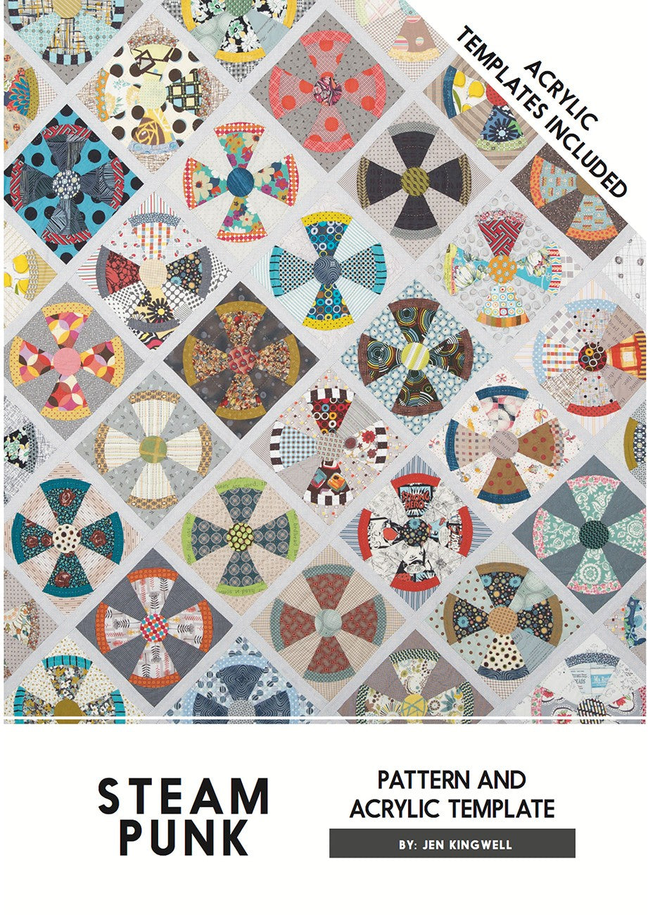 Steam Punk quilt pattern and acrylic template by Jen Kingwell — diamond block steampunk design