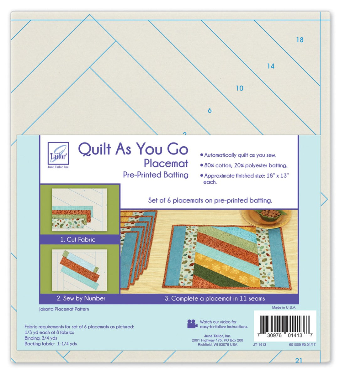 Quilt As You Go Placemats (6) - Jakarta