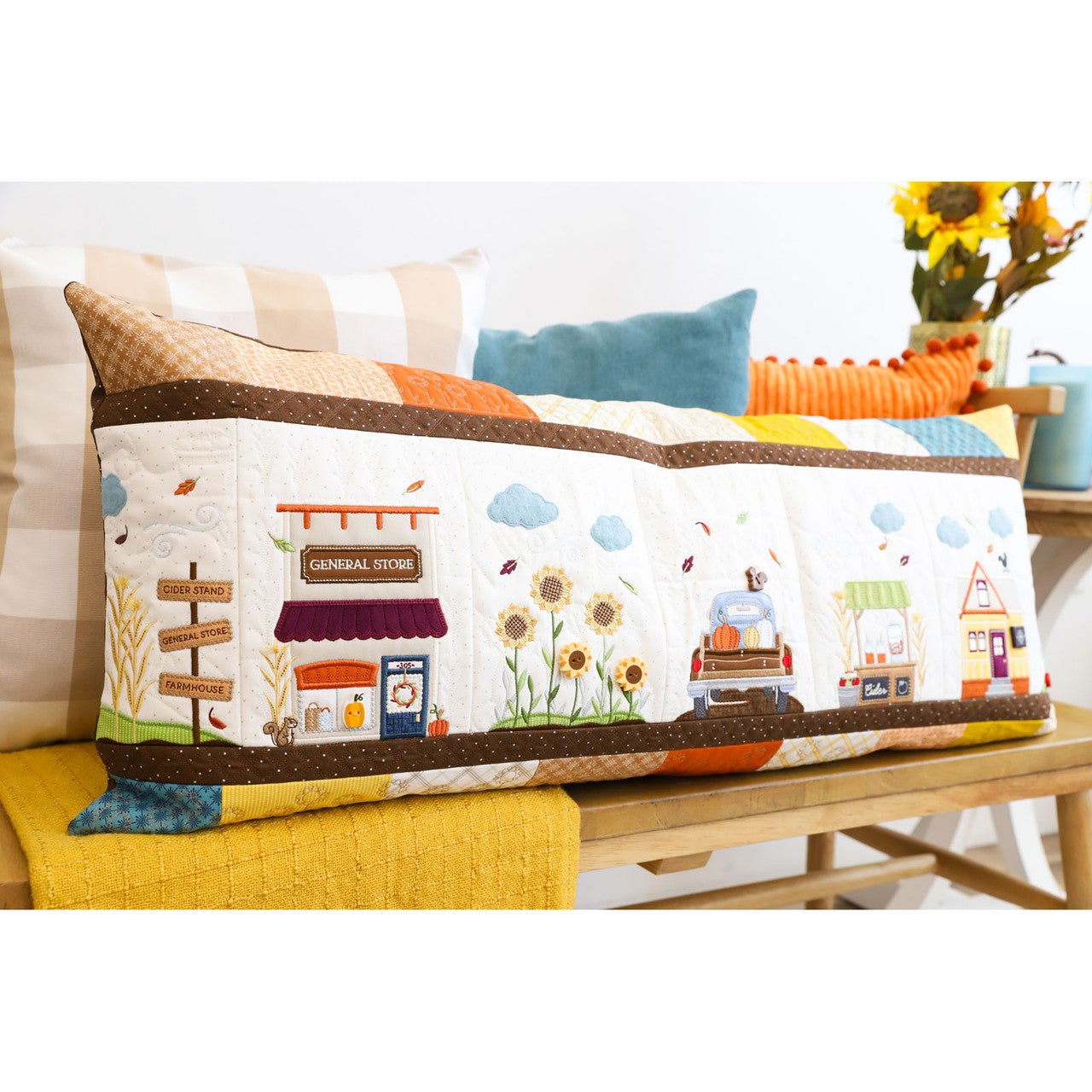 Embroid File Autumn Acres Bench Pillow - image 11