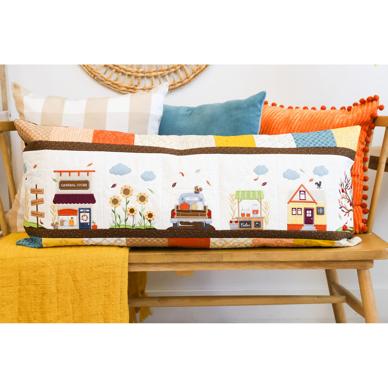 Embroid File Autumn Acres Bench Pillow - image 3