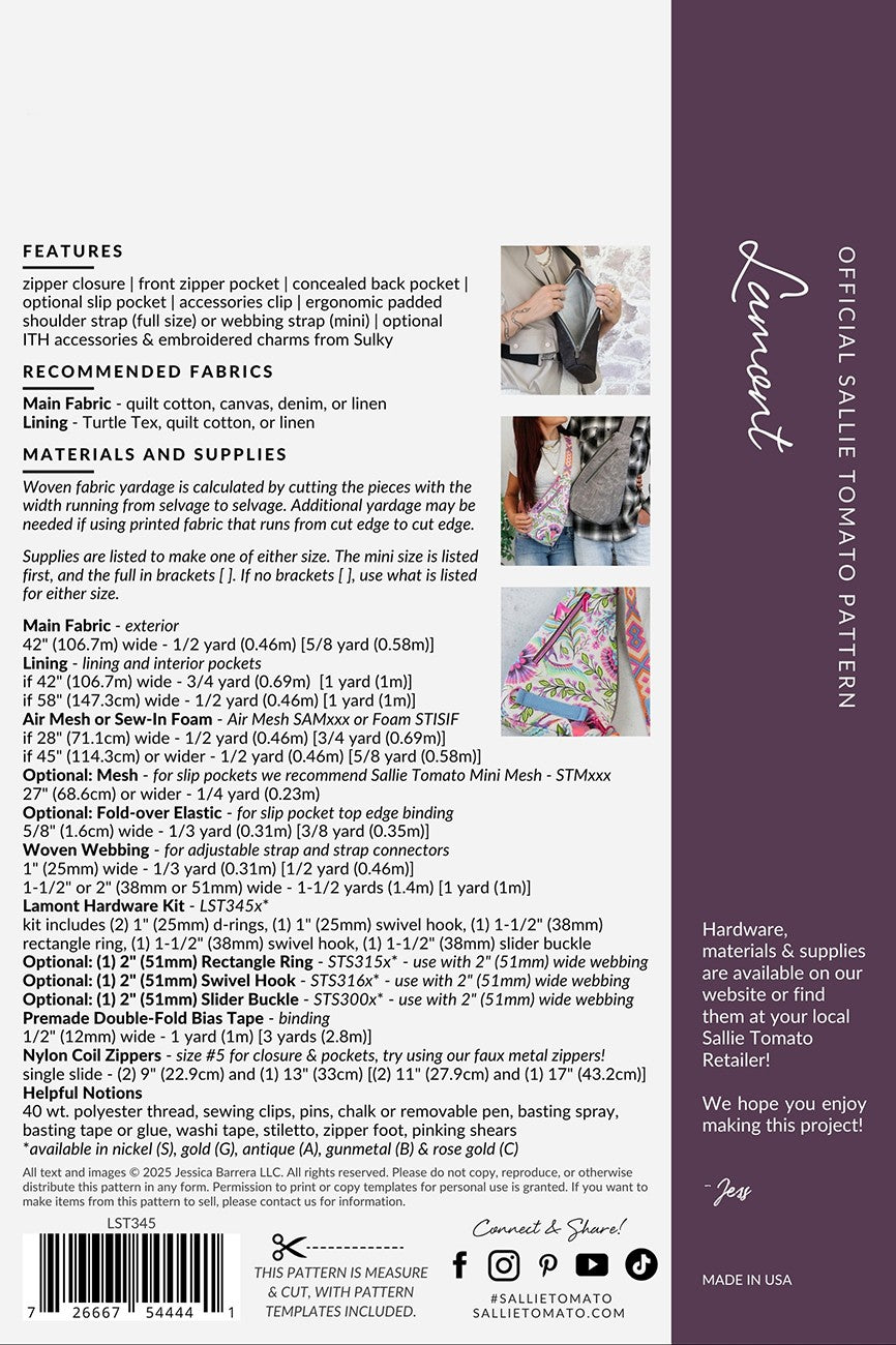Lamont Sling Bag Pattern | Mini & Full Size | Sallie Tomato